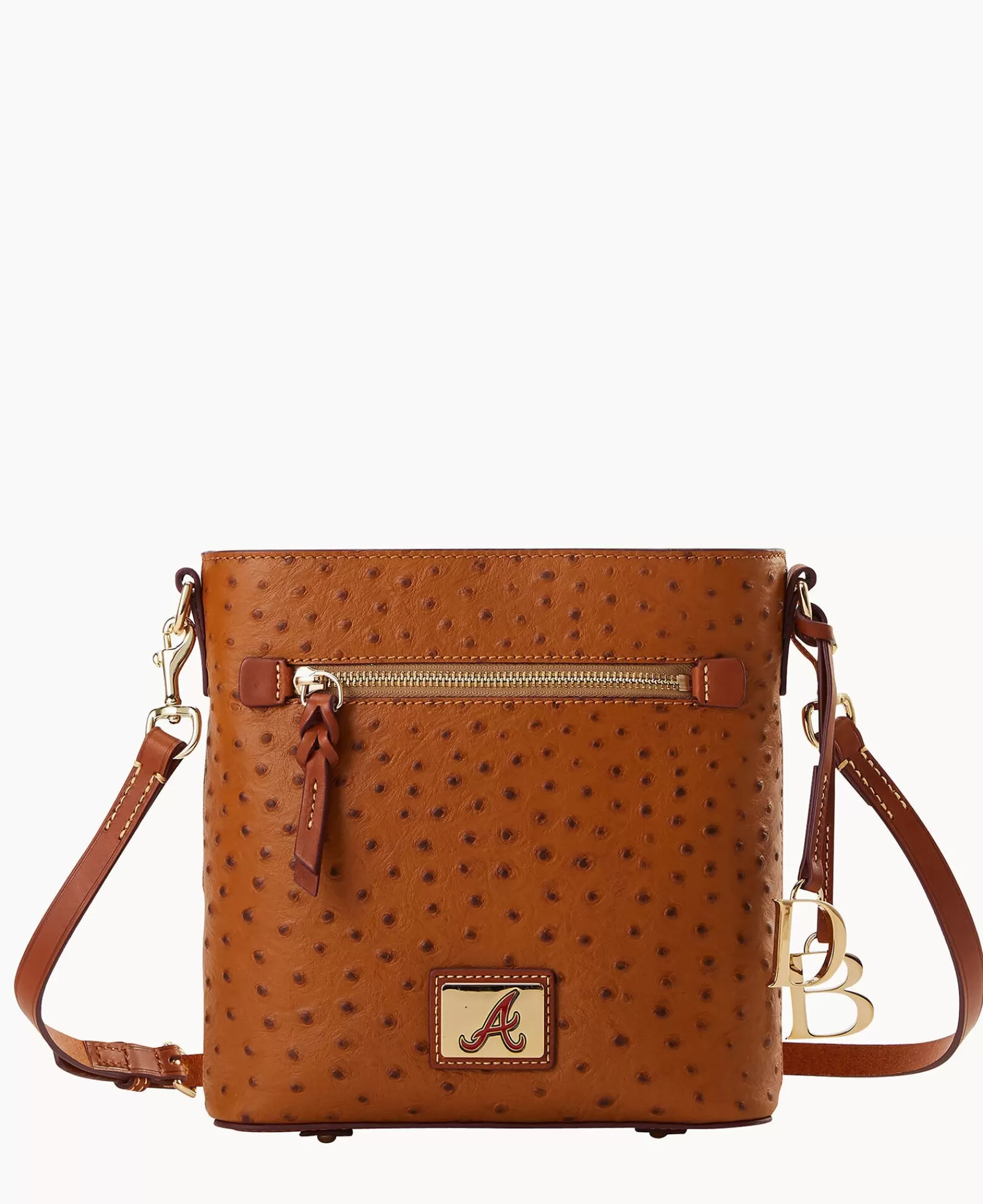 Shoulder Bags | Crossbodies>Dooney & Bourke MLB Braves Zip Crossbody Caramel