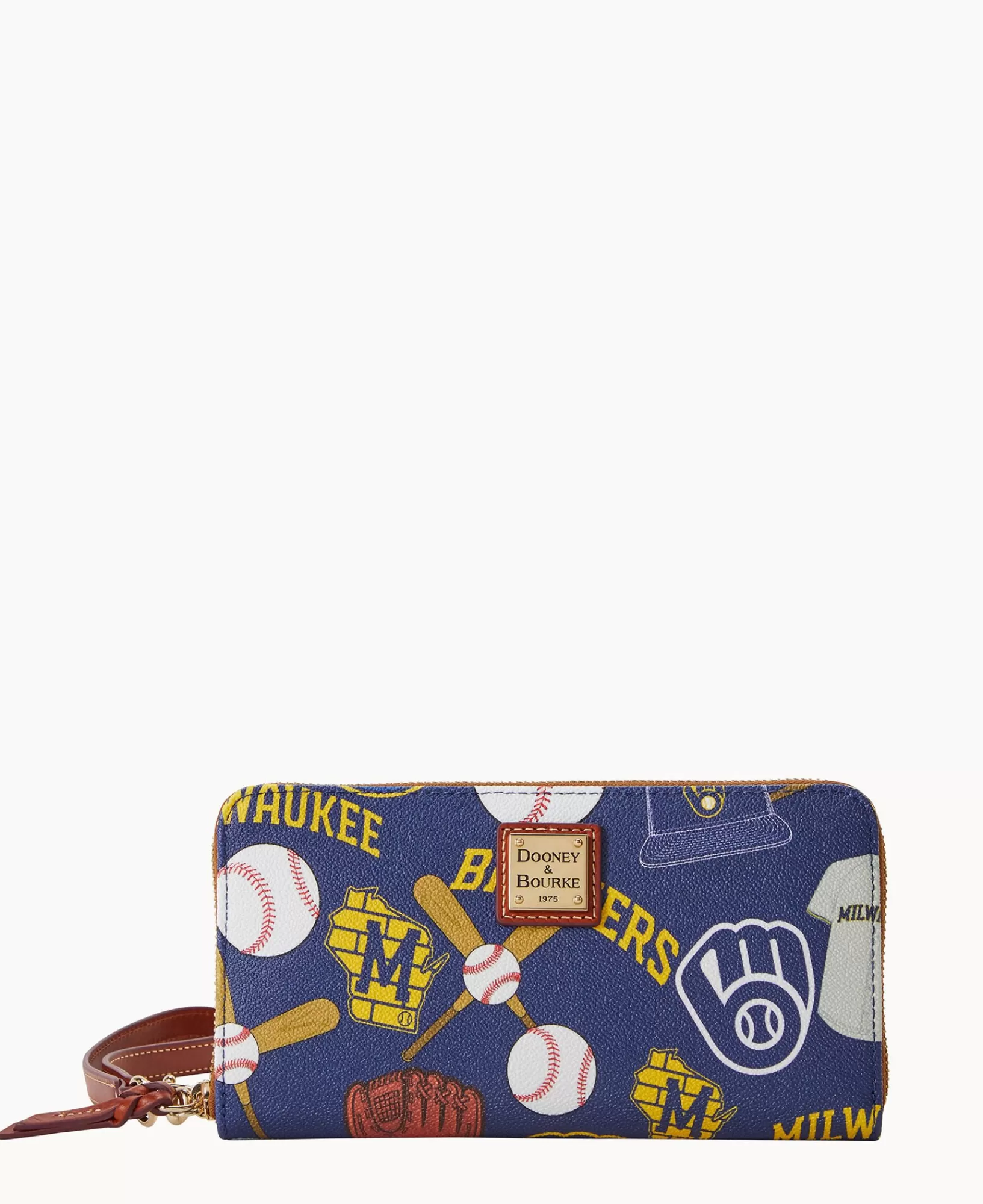 Wristlets | Wallets>Dooney & Bourke MLB Brewers Large Zip Around Wristlet Navy