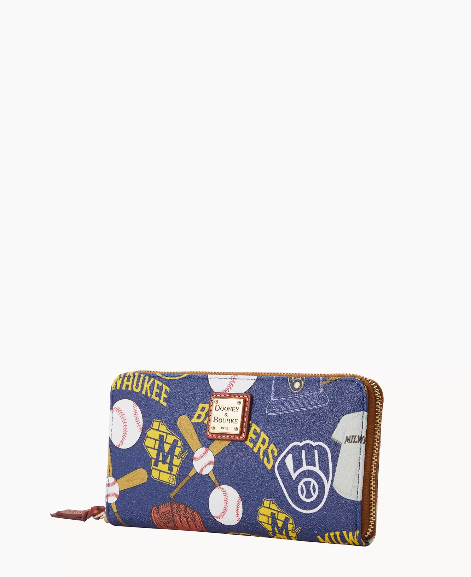 Wristlets | Wallets>Dooney & Bourke MLB Brewers Large Zip Around Wristlet Navy