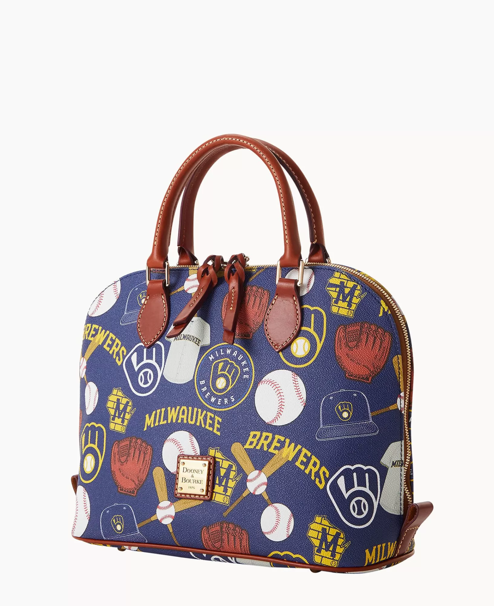 Shoulder Bags | Satchels>Dooney & Bourke MLB Brewers Zip Zip Satchel Navy