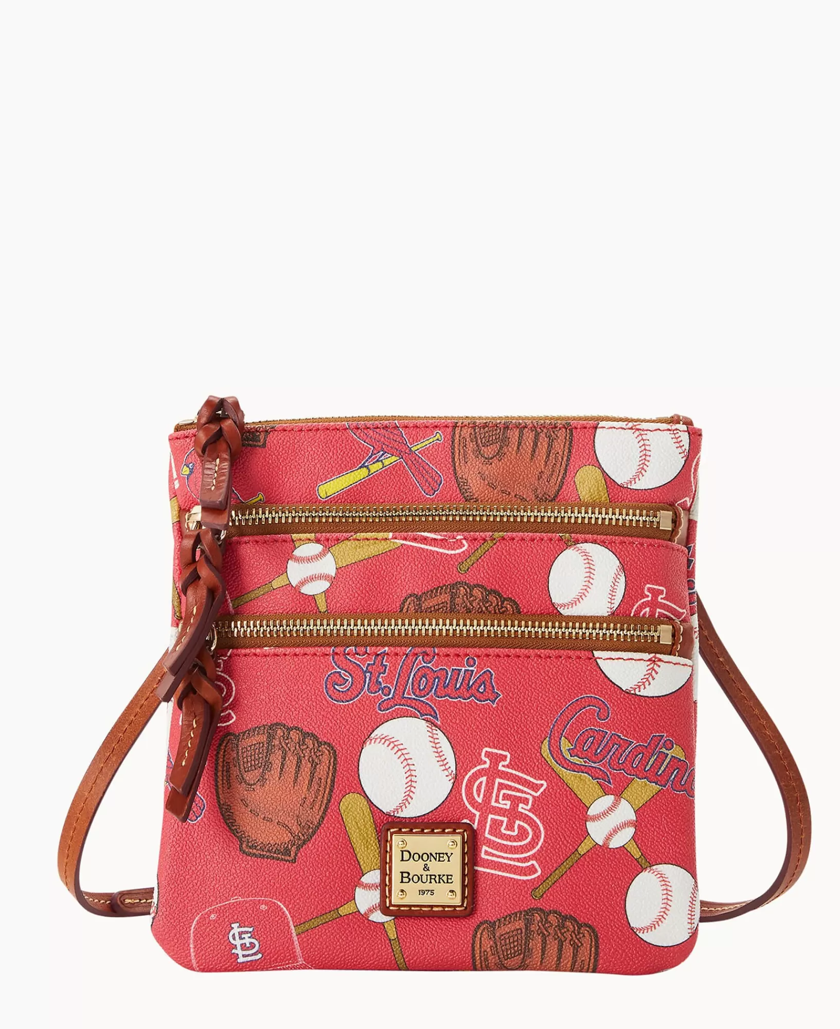 Shoulder Bags | Crossbodies>Dooney & Bourke MLB Cardinals North South Triple Zip Crossbody Red