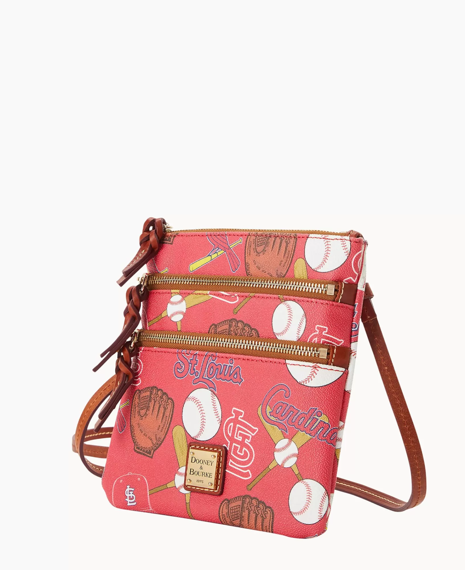 Shoulder Bags | Crossbodies>Dooney & Bourke MLB Cardinals North South Triple Zip Crossbody Red