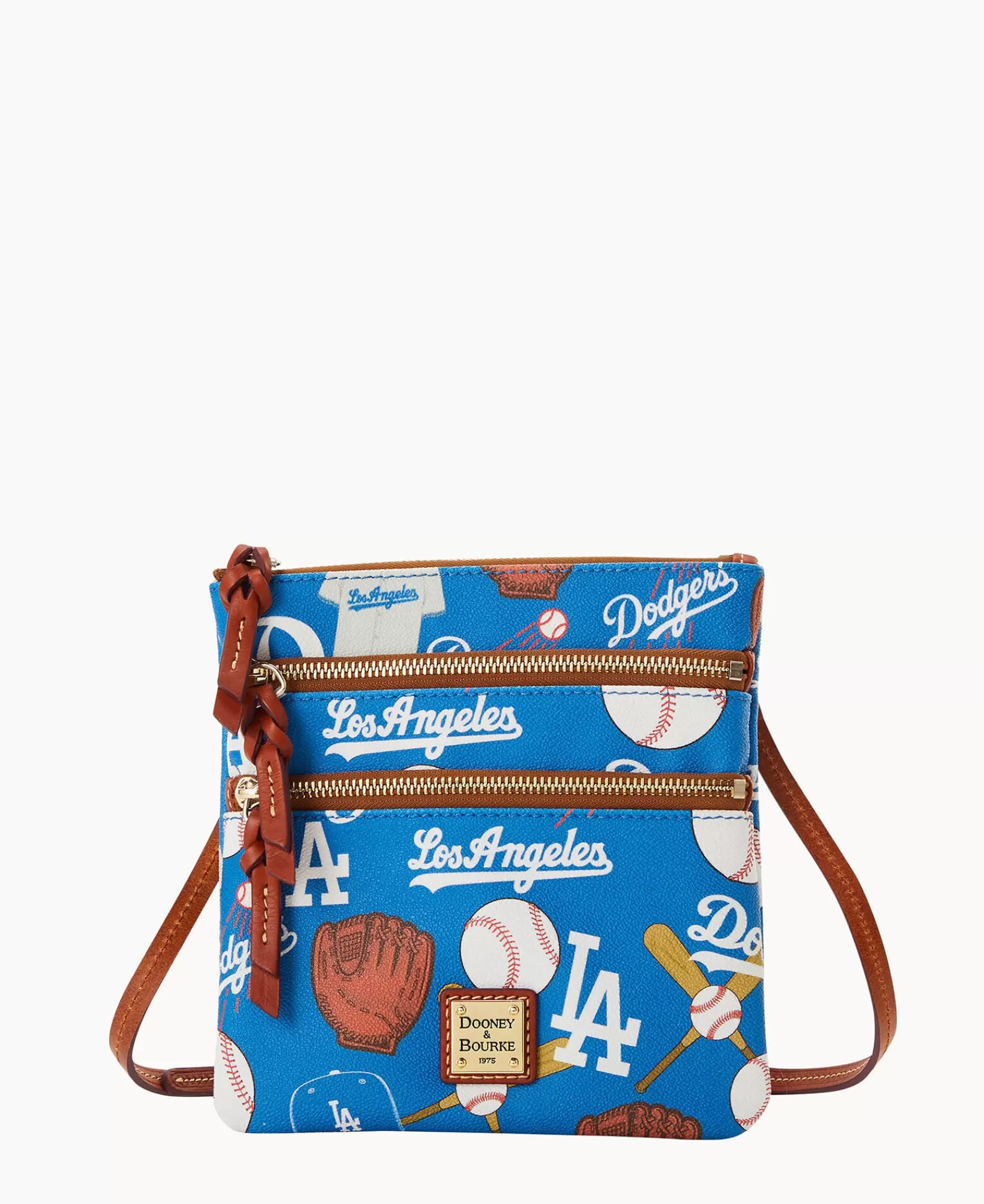 Shoulder Bags | Crossbodies>Dooney & Bourke MLB Dodgers North South Triple Zip Crossbody Blue