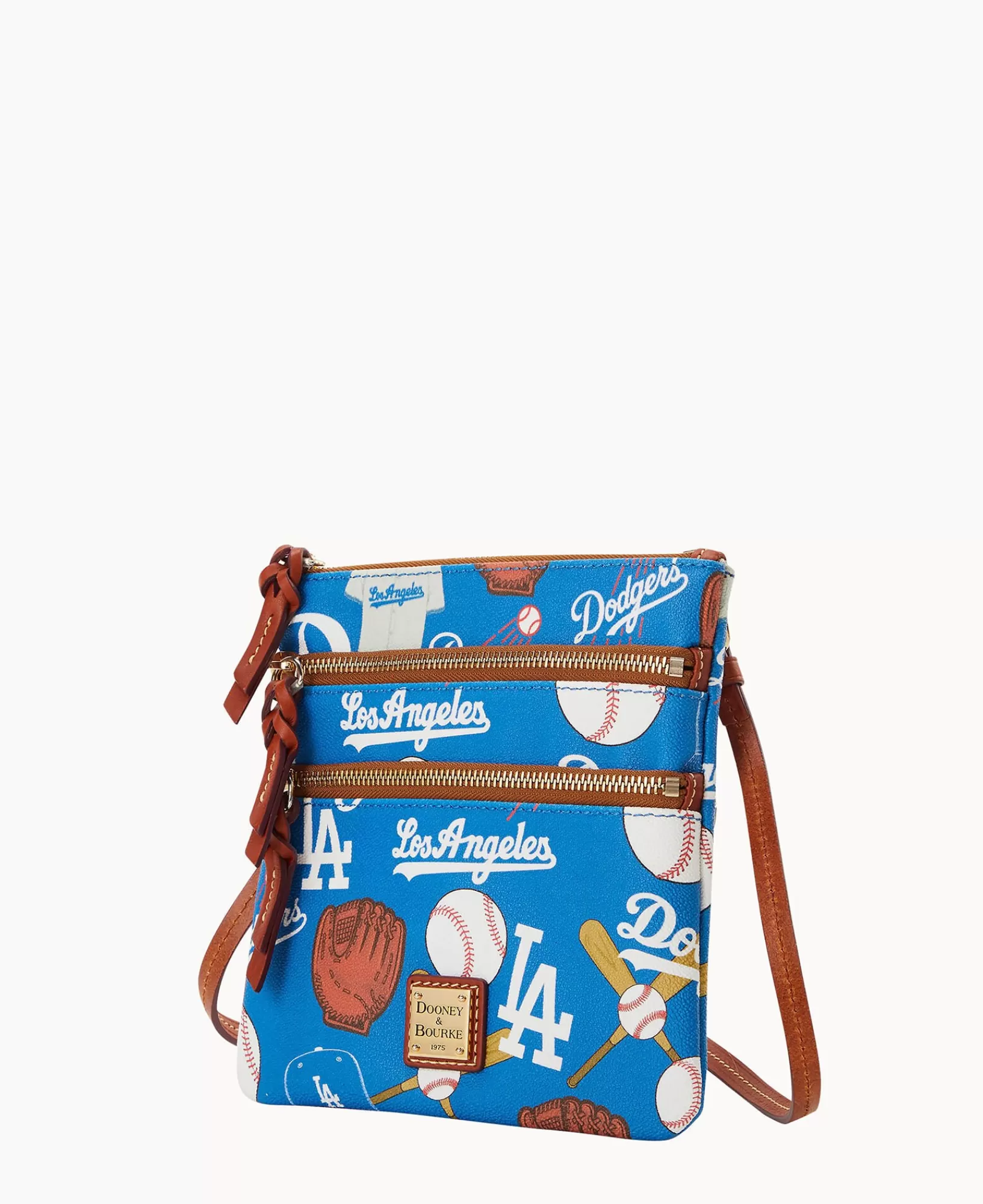 Shoulder Bags | Crossbodies>Dooney & Bourke MLB Dodgers North South Triple Zip Crossbody Blue