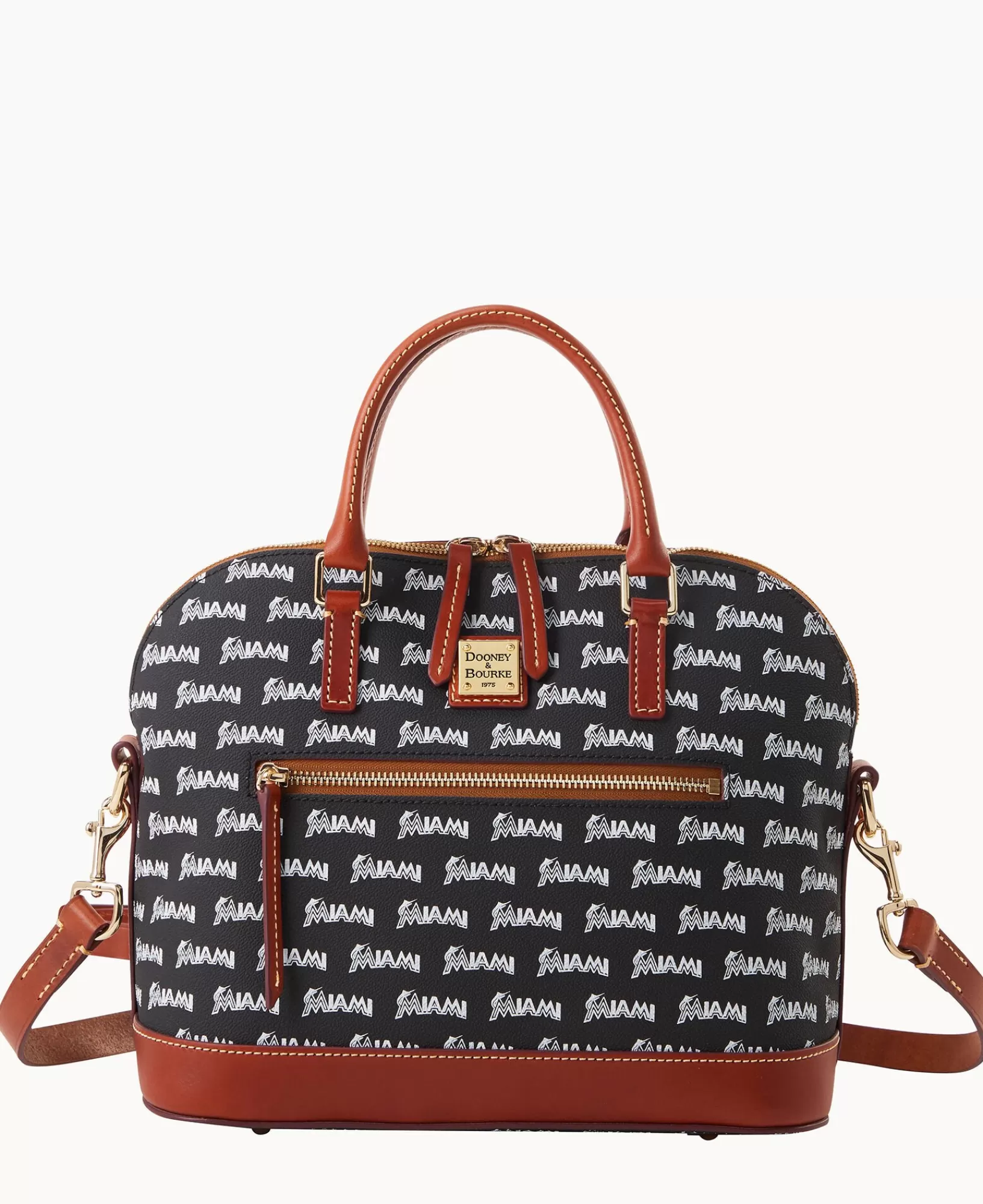 Shoulder Bags | Satchels>Dooney & Bourke MLB Marlins Domed Zip Satchel Black