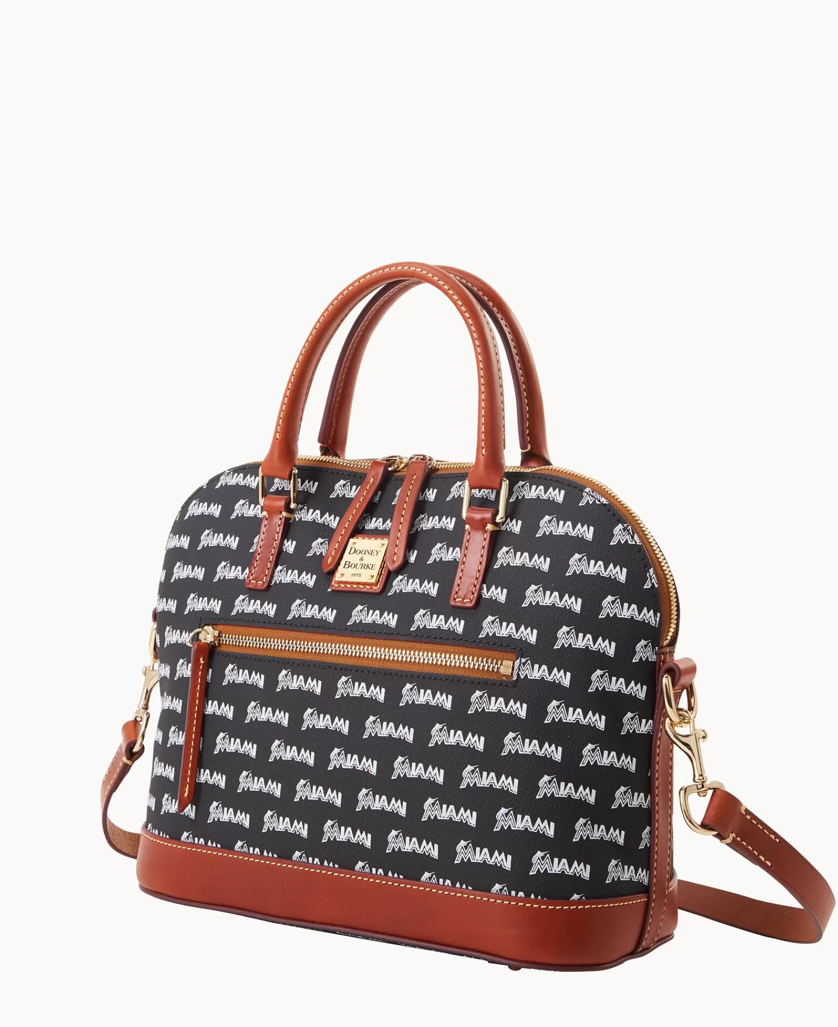 Shoulder Bags | Satchels>Dooney & Bourke MLB Marlins Domed Zip Satchel Black