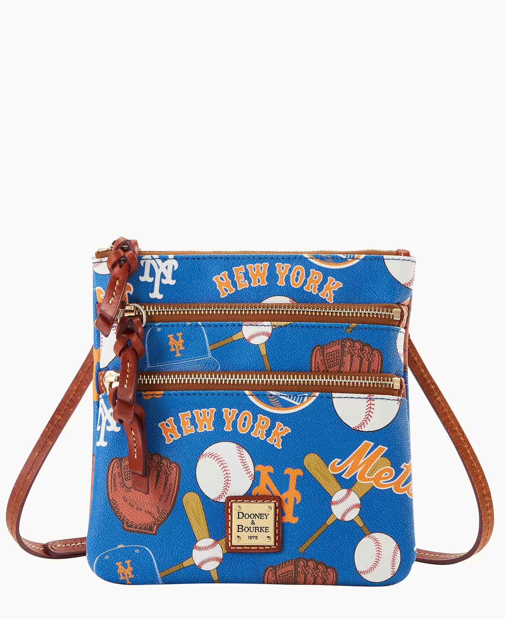 Shoulder Bags | Crossbodies>Dooney & Bourke MLB Mets North South Triple Zip Crossbody Blue