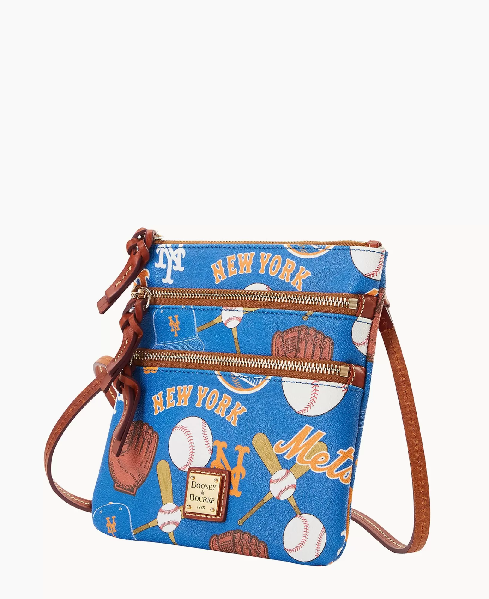 Shoulder Bags | Crossbodies>Dooney & Bourke MLB Mets North South Triple Zip Crossbody Blue