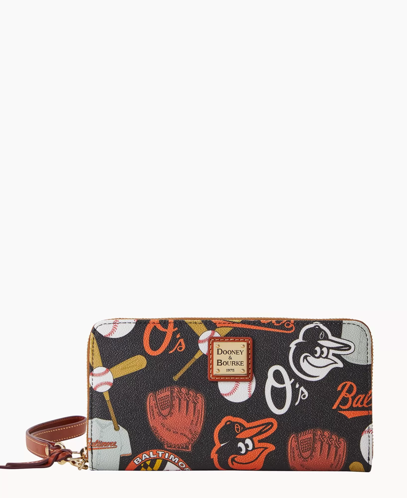 Wristlets | Wallets>Dooney & Bourke MLB Orioles Large Zip Around Wristlet Black