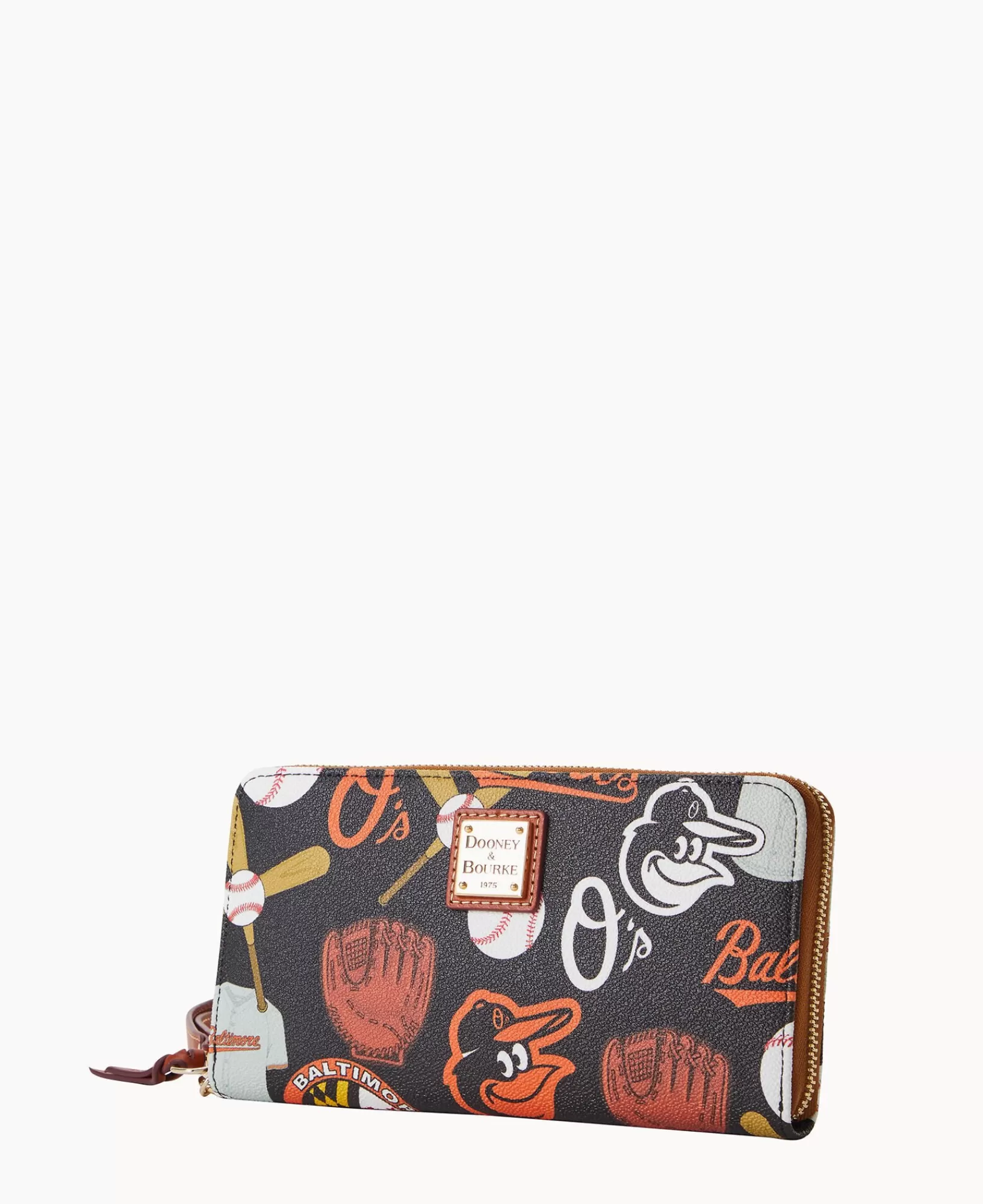 Wristlets | Wallets>Dooney & Bourke MLB Orioles Large Zip Around Wristlet Black