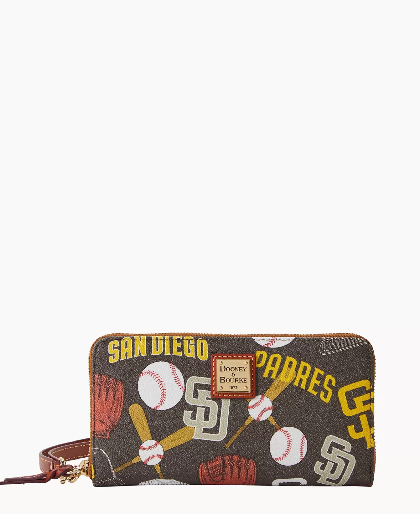 Wristlets | Wallets>Dooney & Bourke MLB Padres Large Zip Around Wristlet Brown