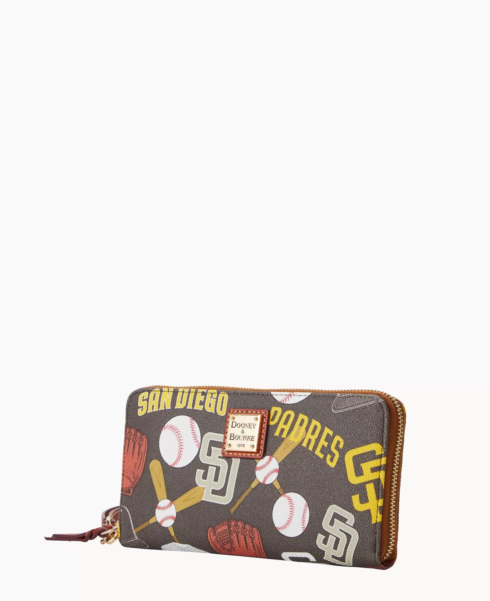 Wristlets | Wallets>Dooney & Bourke MLB Padres Large Zip Around Wristlet Brown