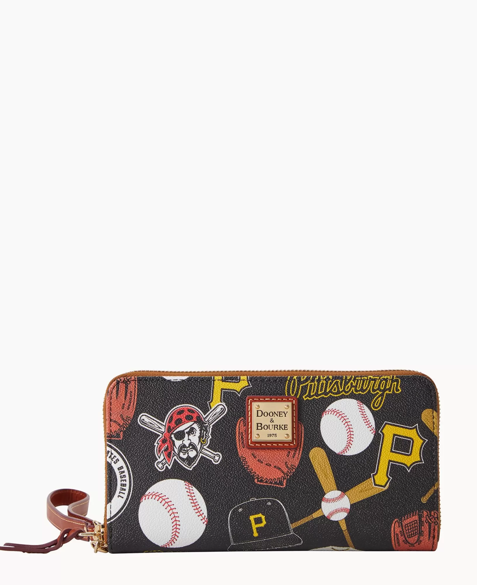 Wristlets | Wallets>Dooney & Bourke MLB Pirates Large Zip Around Wristlet Black