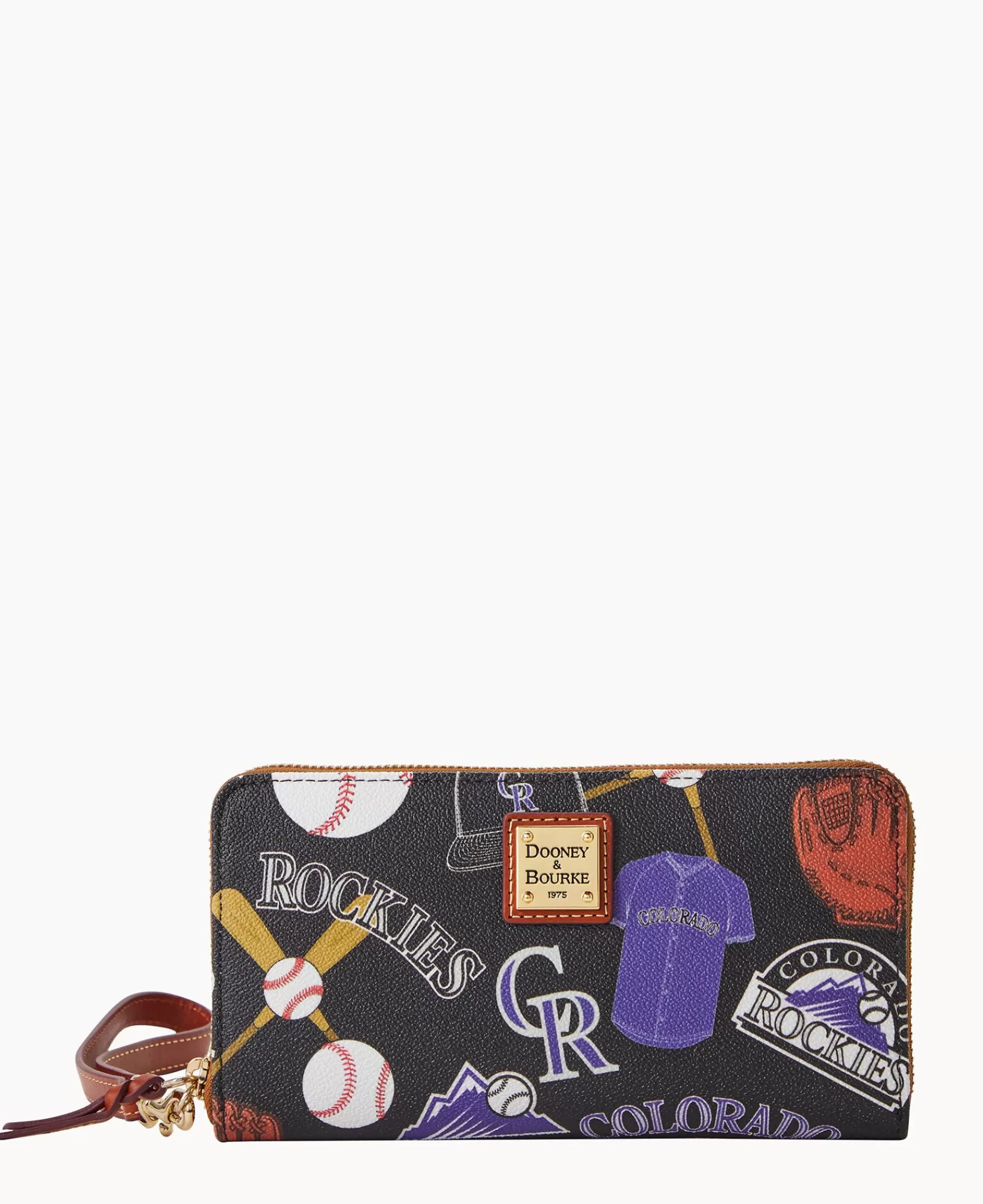 Wristlets | Wallets>Dooney & Bourke MLB Rockies Large Zip Around Wristlet Black