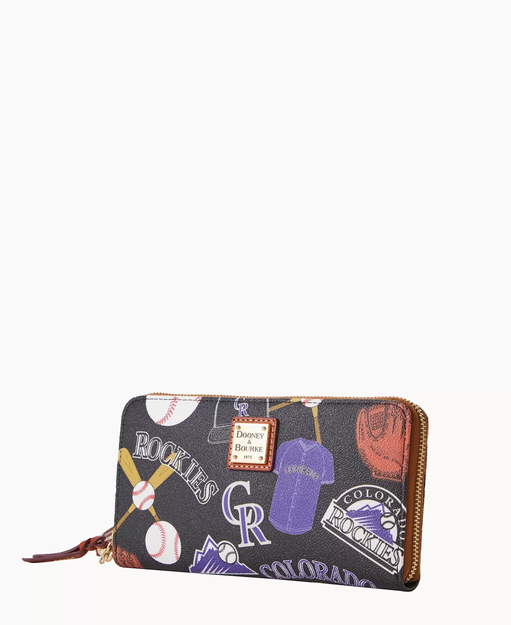 Wristlets | Wallets>Dooney & Bourke MLB Rockies Large Zip Around Wristlet Black