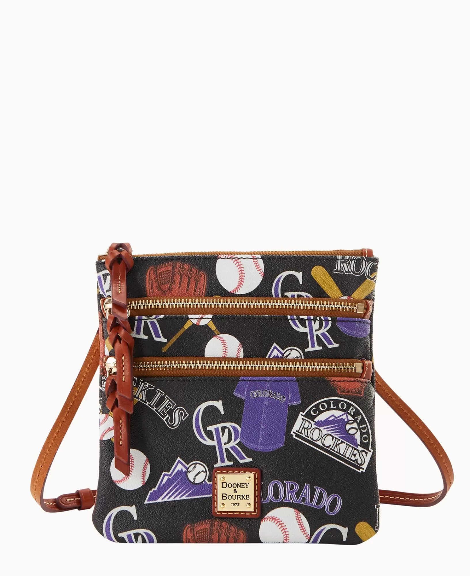 Shoulder Bags | Crossbodies>Dooney & Bourke MLB Rockies North South Triple Zip Crossbody Black