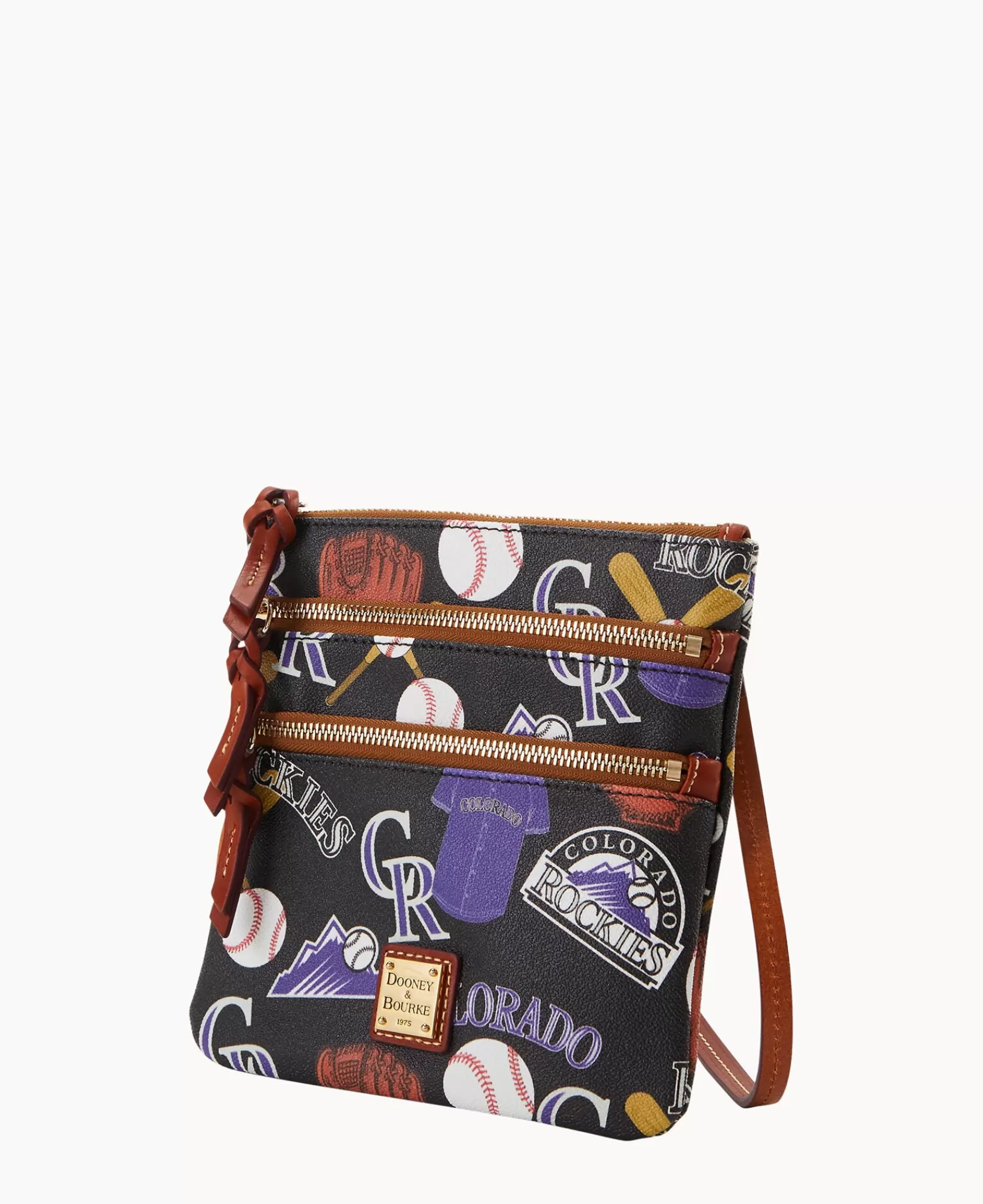 Shoulder Bags | Crossbodies>Dooney & Bourke MLB Rockies North South Triple Zip Crossbody Black