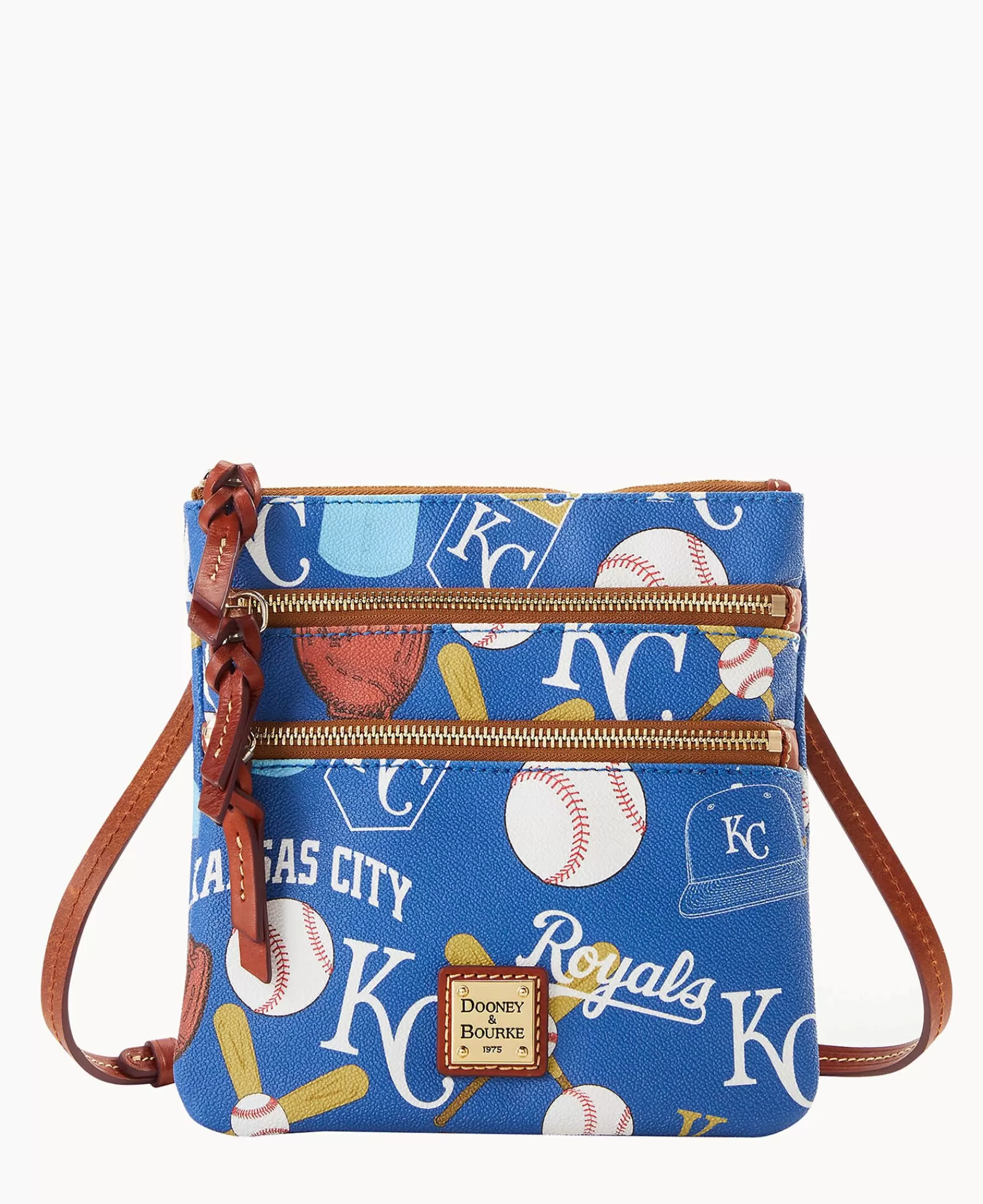 Shoulder Bags | Crossbodies>Dooney & Bourke MLB Royals North South Triple Zip Crossbody Blue