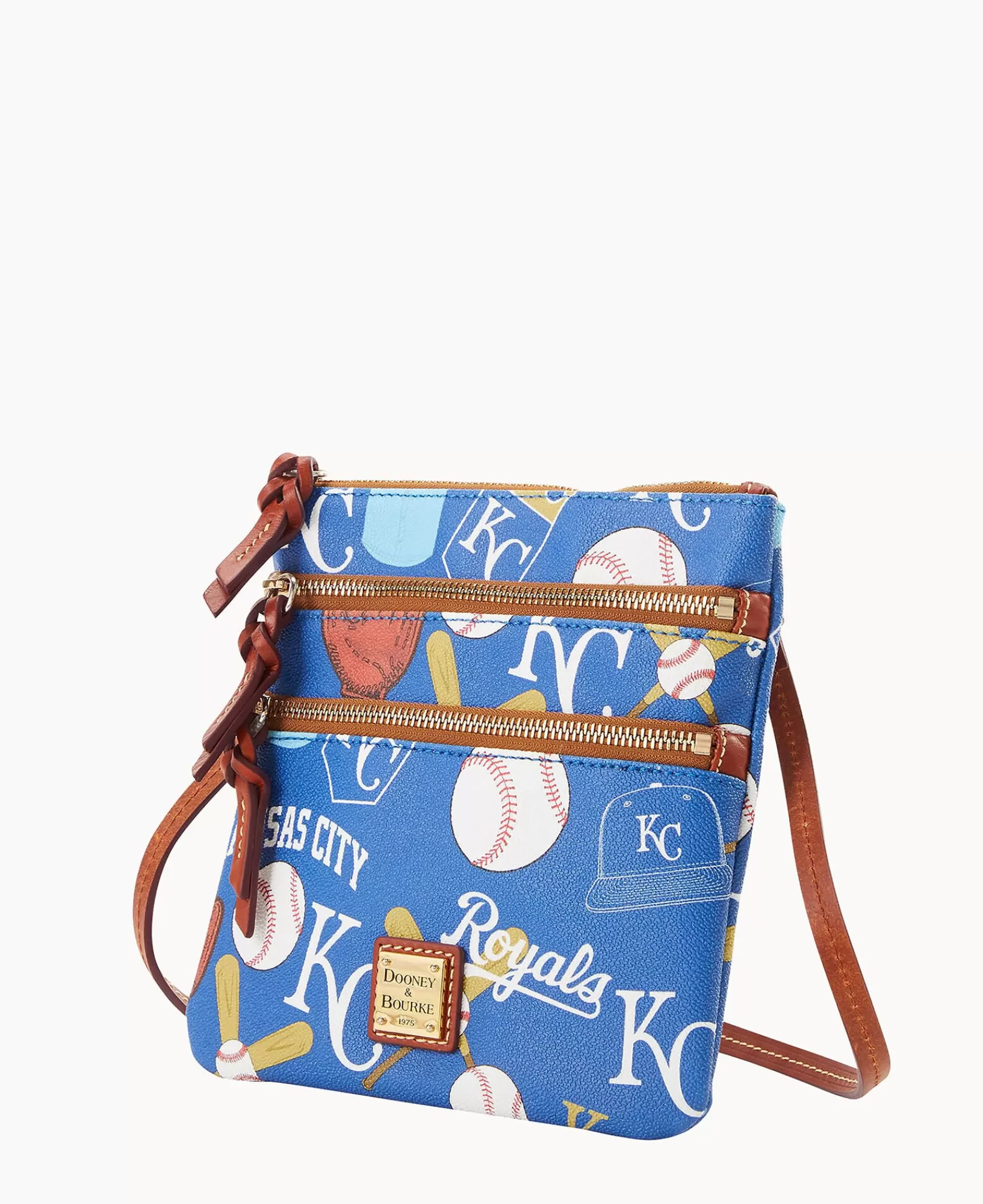 Shoulder Bags | Crossbodies>Dooney & Bourke MLB Royals North South Triple Zip Crossbody Blue