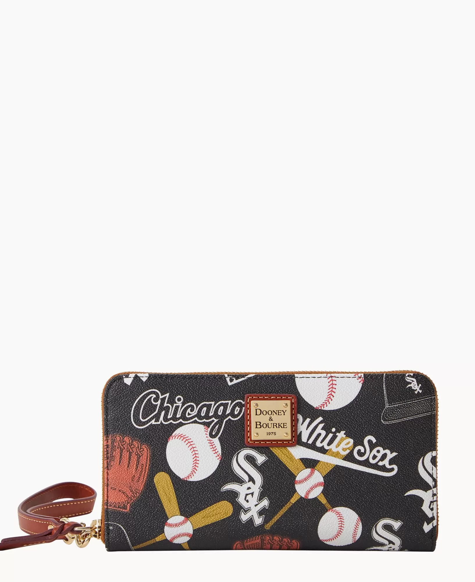 Wristlets | Wallets>Dooney & Bourke MLB White Sox Large Zip Around Wristlet Black