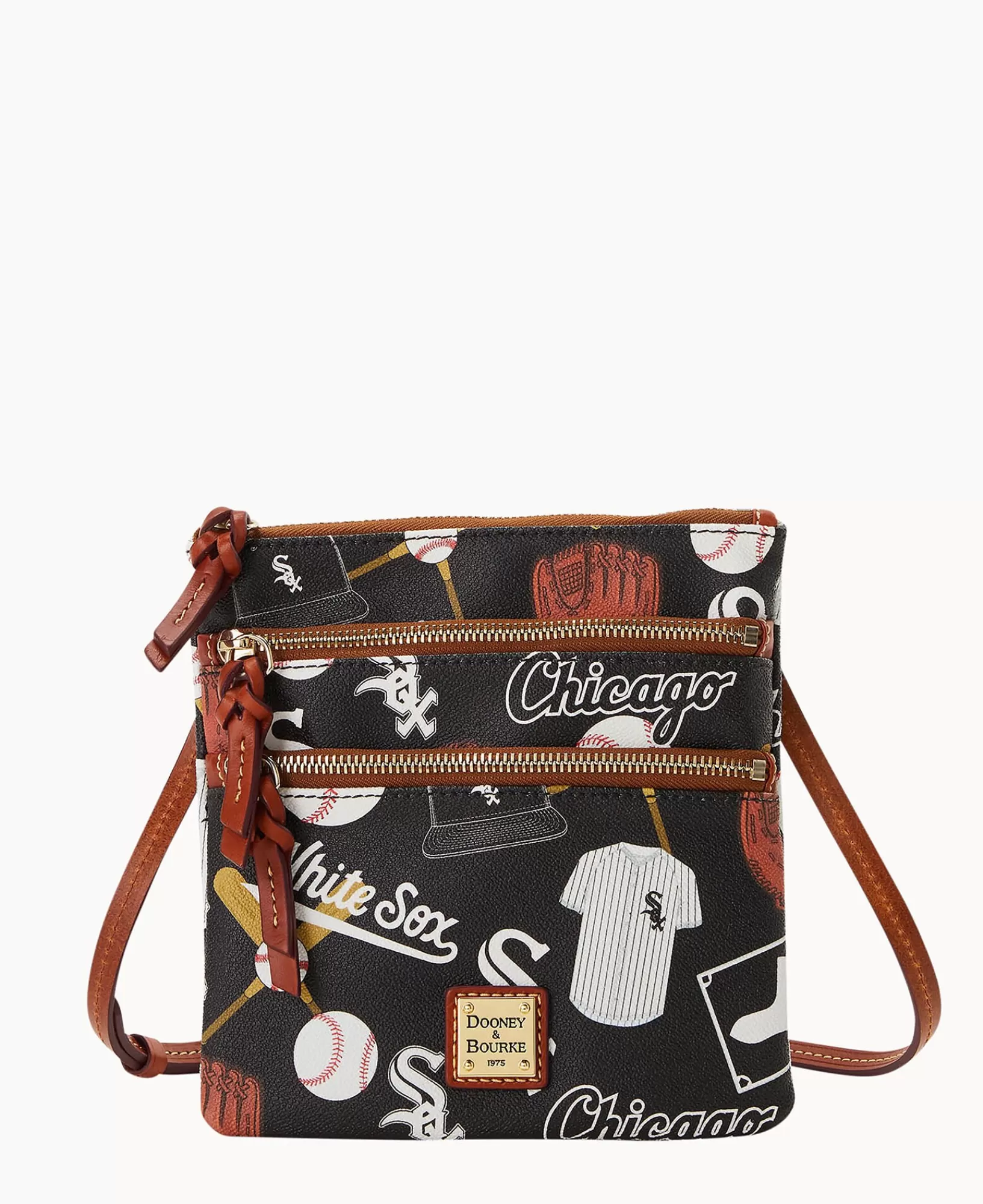 Shoulder Bags | Crossbodies>Dooney & Bourke MLB White Sox North South Triple Zip Crossbody Black