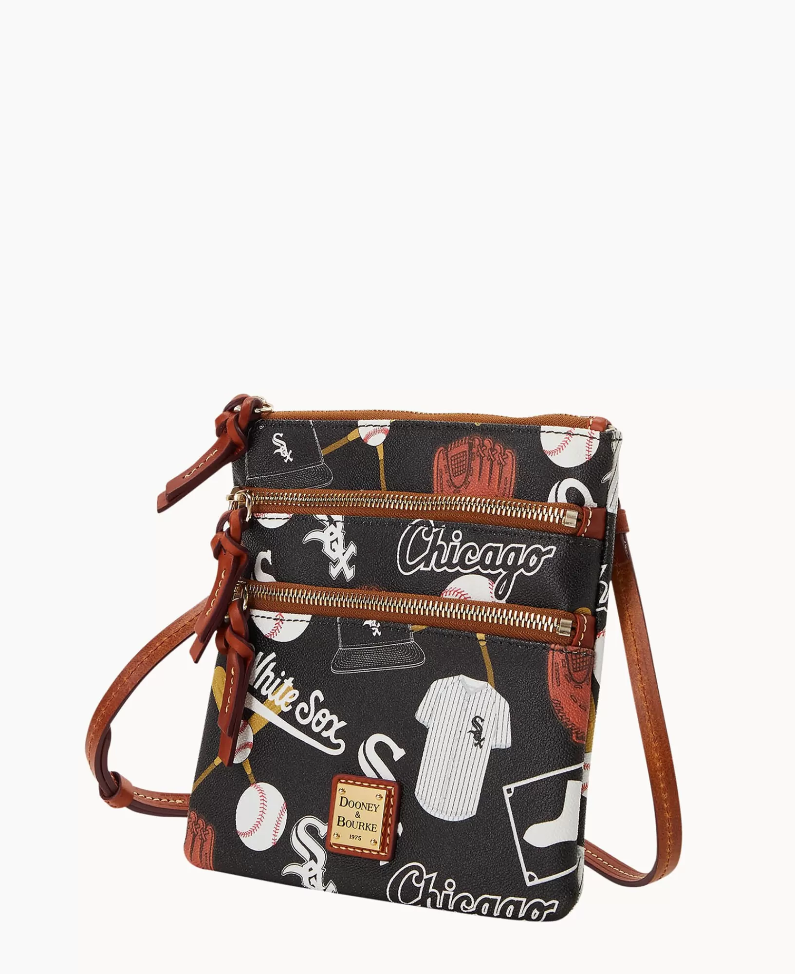 Shoulder Bags | Crossbodies>Dooney & Bourke MLB White Sox North South Triple Zip Crossbody Black