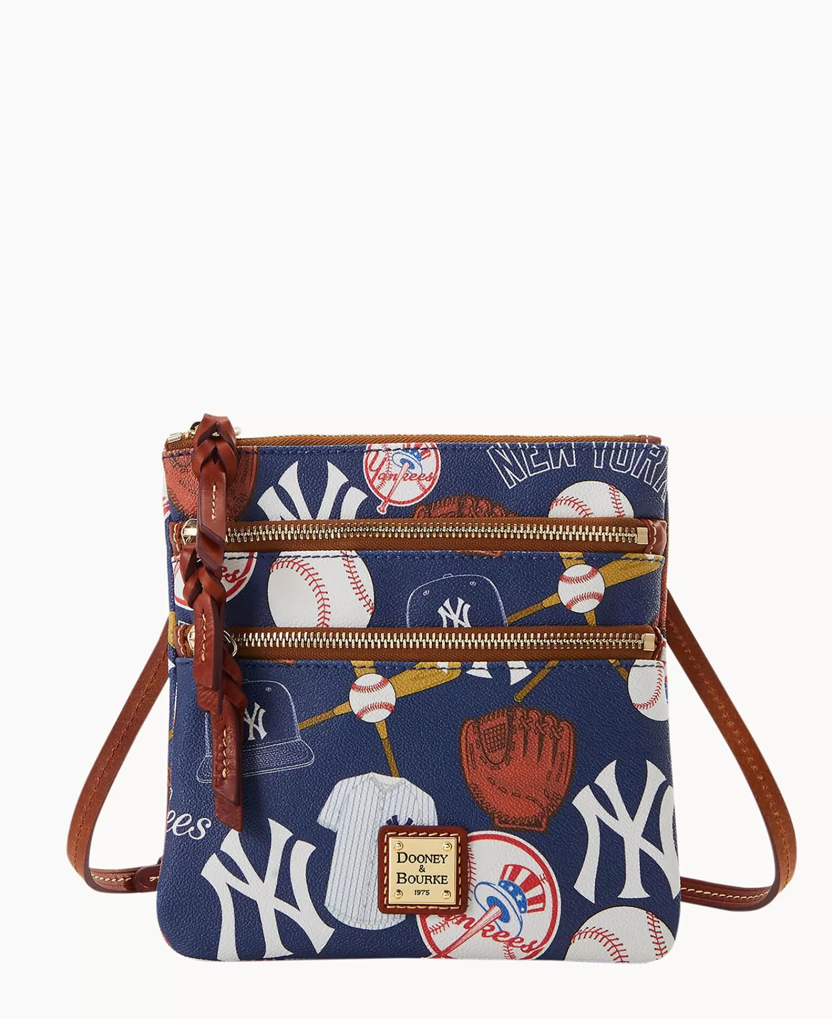 Shoulder Bags | Crossbodies>Dooney & Bourke MLB Yankees North South Triple Zip Crossbody Navy