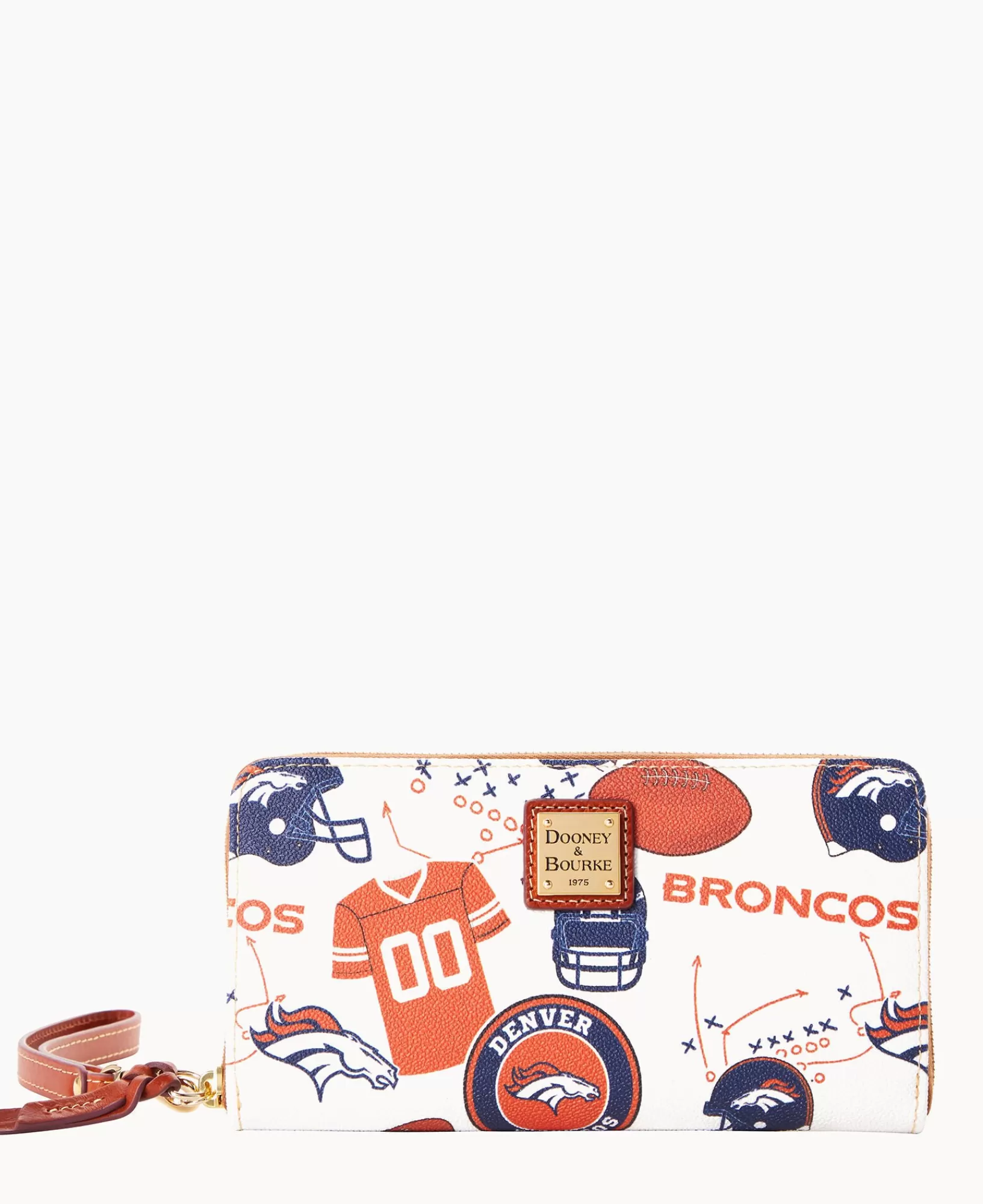 Wristlets | Wallets>Dooney & Bourke NFL Broncos Large Zip Around Wristlet WhiteMulti