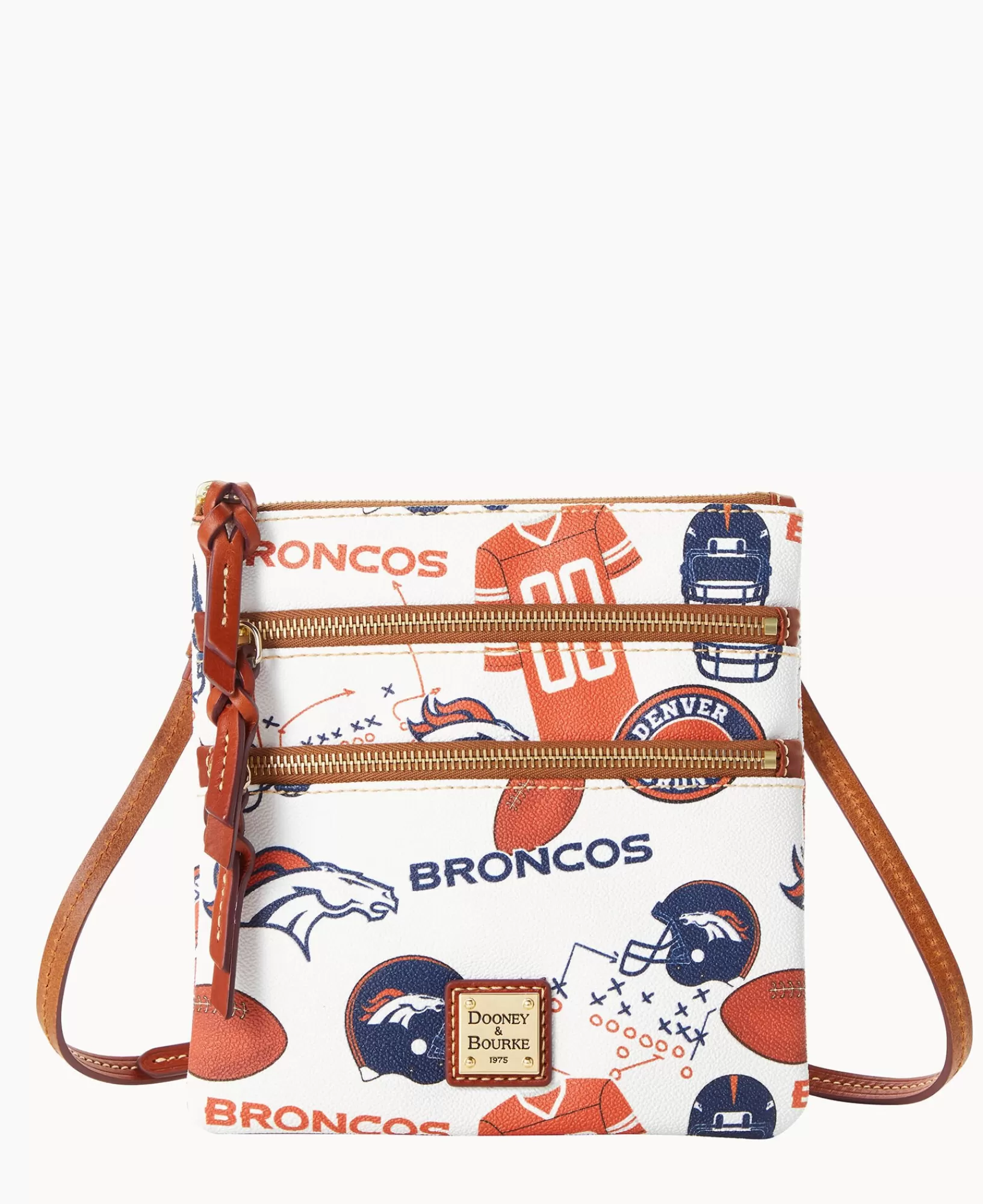 Shoulder Bags | Crossbodies>Dooney & Bourke NFL Broncos North South Triple Zip Crossbody WhiteMulti