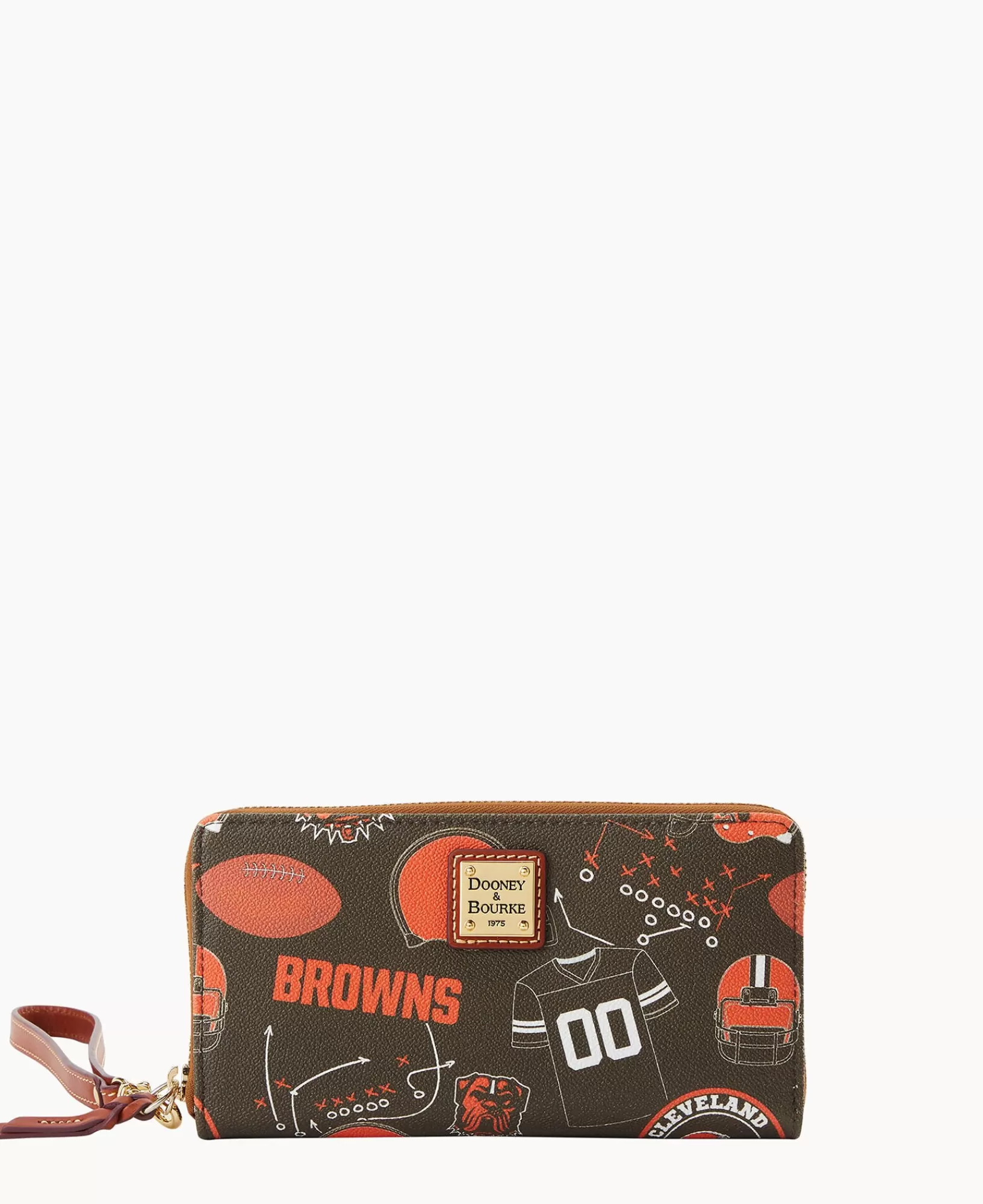 Wristlets | Wallets>Dooney & Bourke NFL s Large Zip Around Wristlet Brown