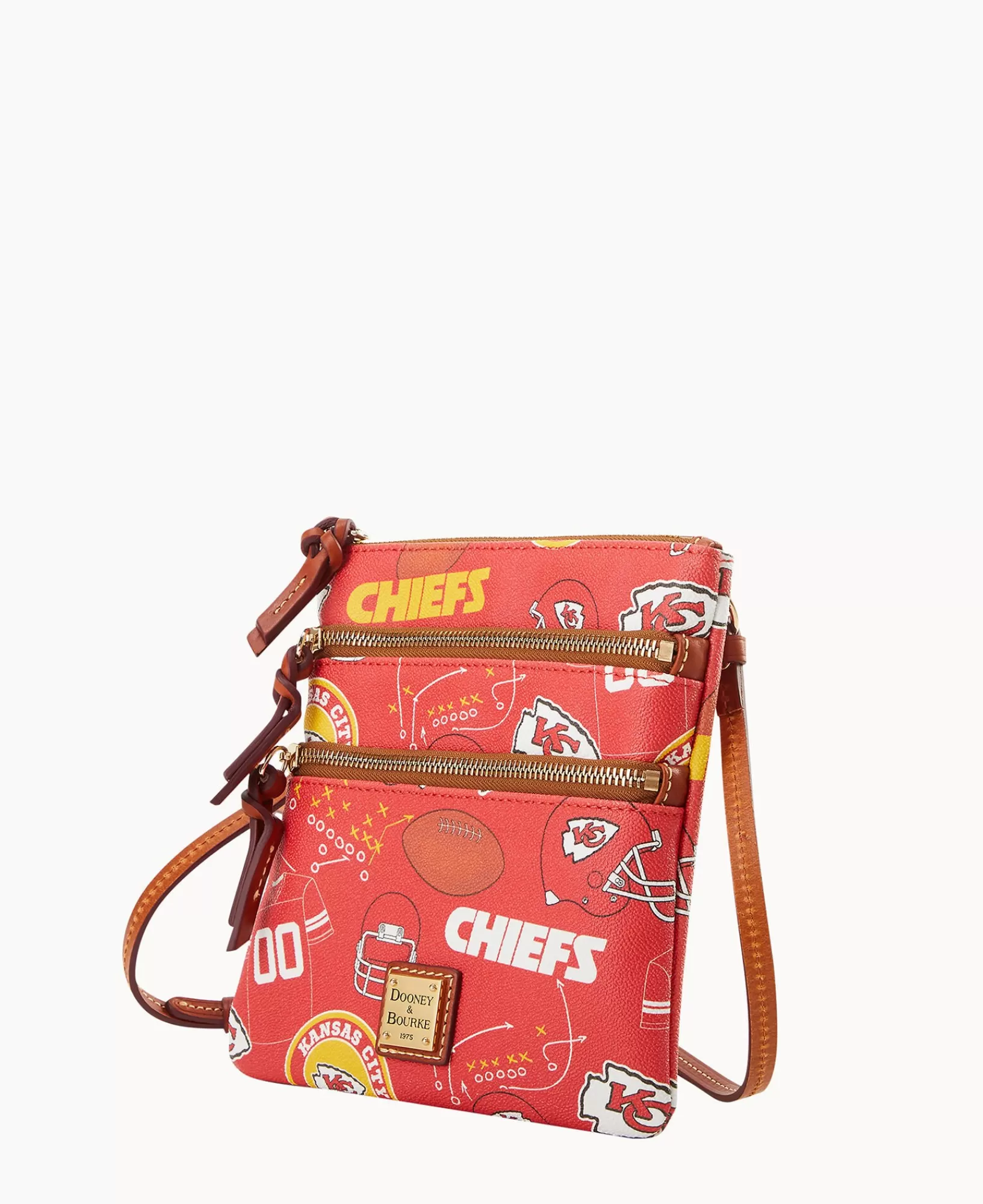 Shoulder Bags | Crossbodies>Dooney & Bourke NFL Chiefs North South Triple Zip Crossbody Red