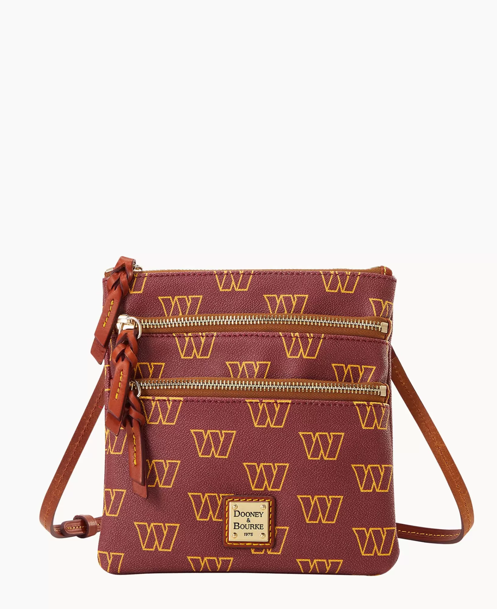 Shoulder Bags | Crossbodies>Dooney & Bourke NFL Commanders North South Triple Zip Crossbody Burgundy