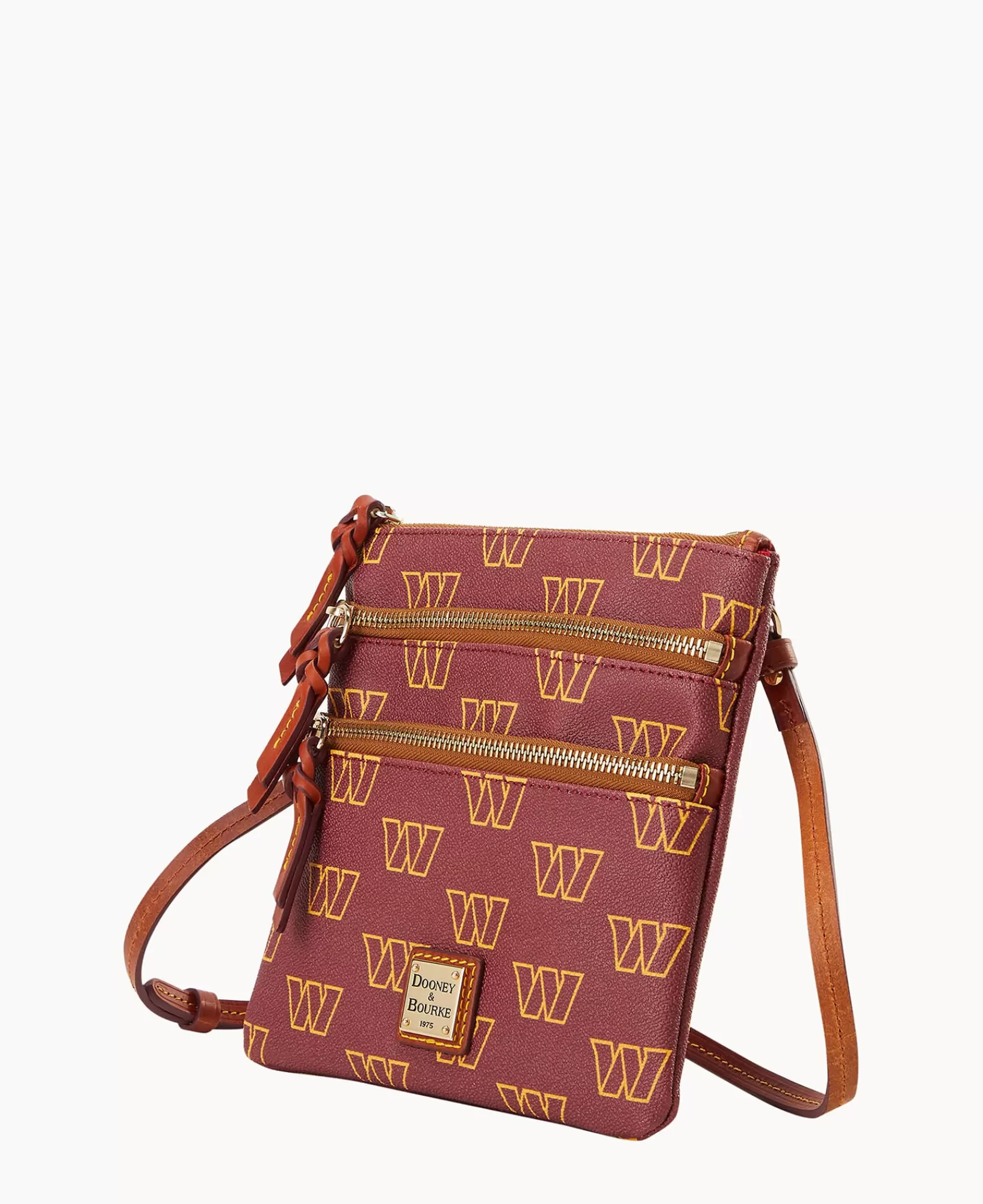 Shoulder Bags | Crossbodies>Dooney & Bourke NFL Commanders North South Triple Zip Crossbody Burgundy