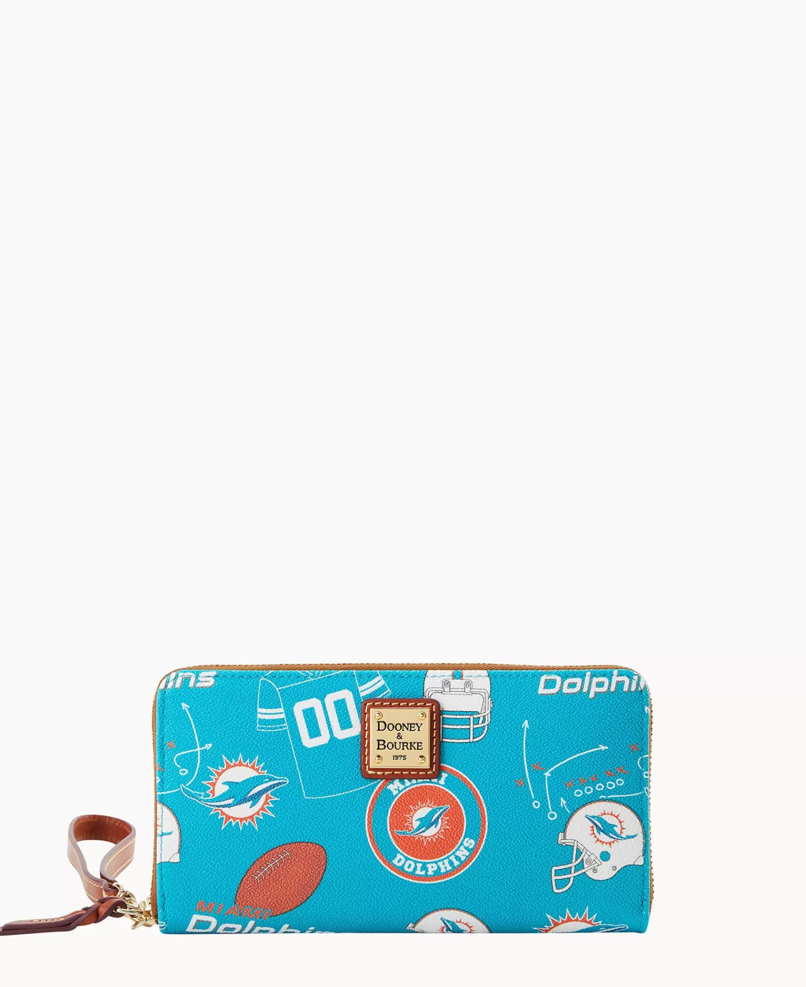 Wristlets | Wallets>Dooney & Bourke NFL Dolphins Large Zip Around Wristlet Spearmint