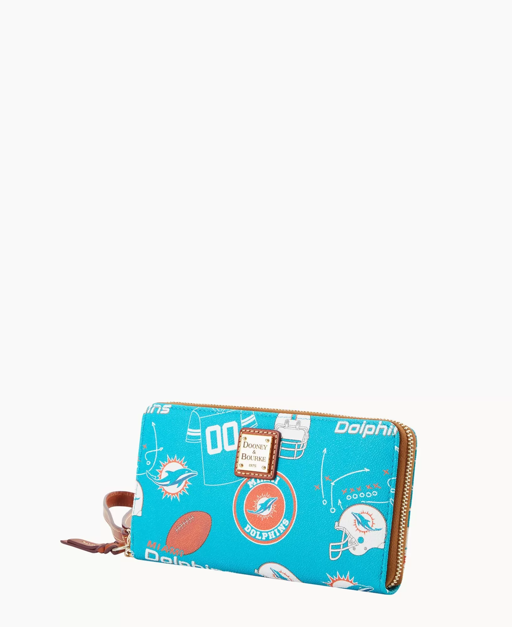 Wristlets | Wallets>Dooney & Bourke NFL Dolphins Large Zip Around Wristlet Spearmint