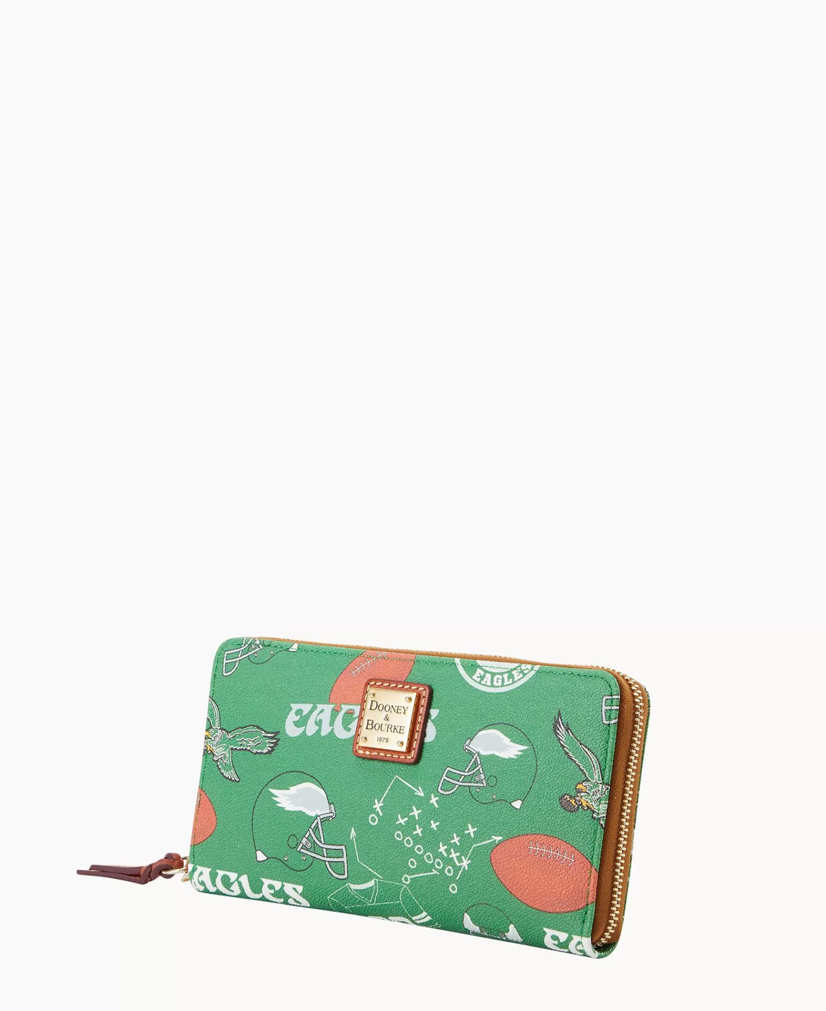 Wristlets | Wallets>Dooney & Bourke NFL Eagles Large Zip Around Wristlet Green