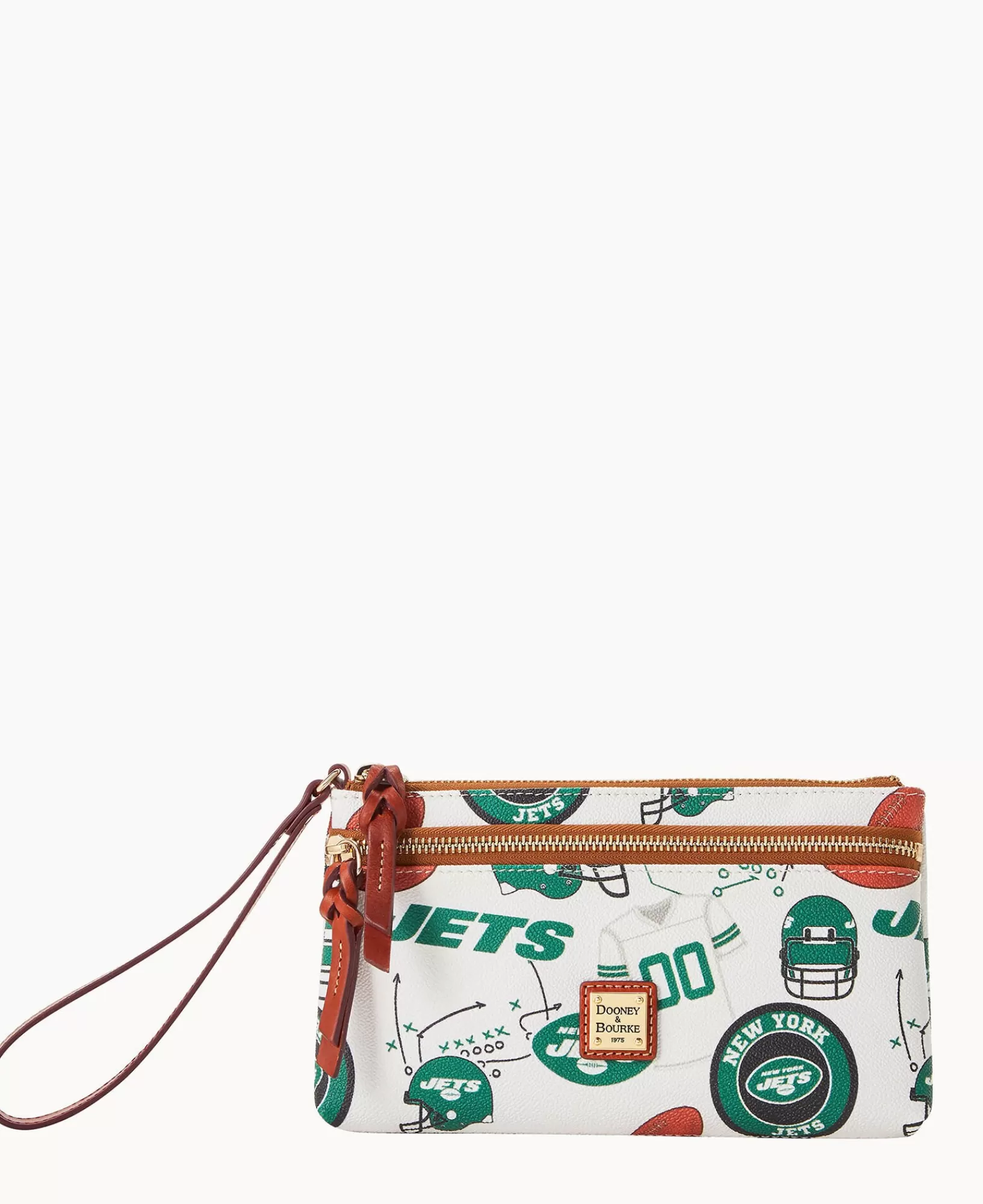 Wristlets | Wallets>Dooney & Bourke NFL Jets Double Zip Wristlet WhiteMulti