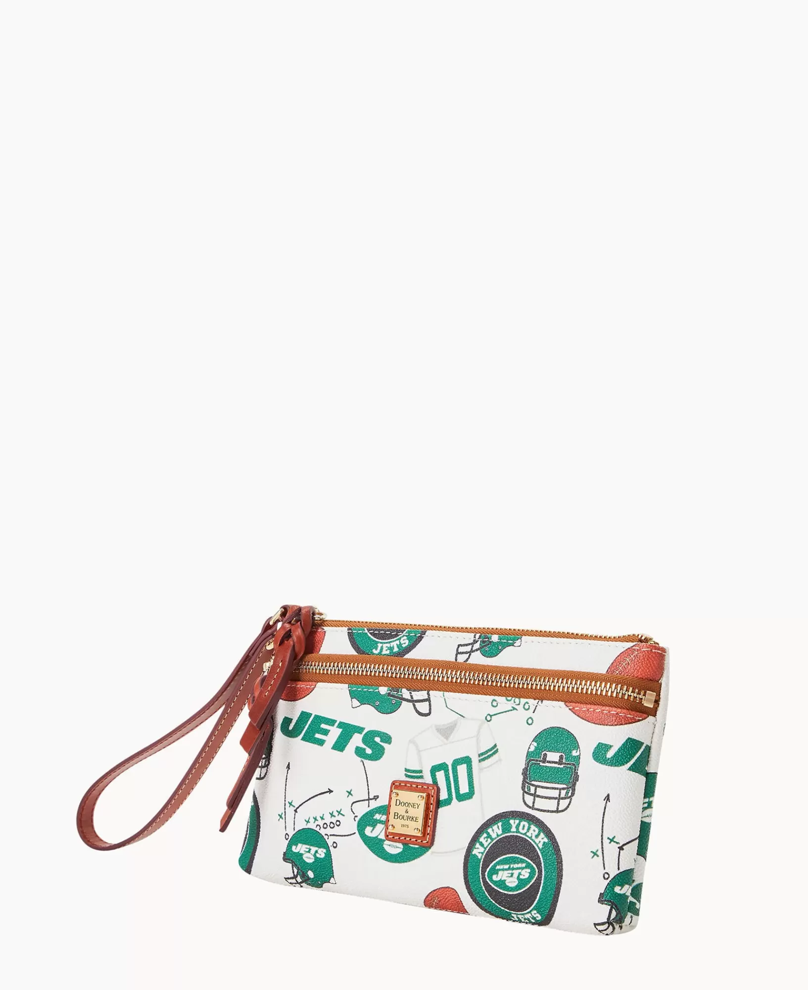 Wristlets | Wallets>Dooney & Bourke NFL Jets Double Zip Wristlet WhiteMulti