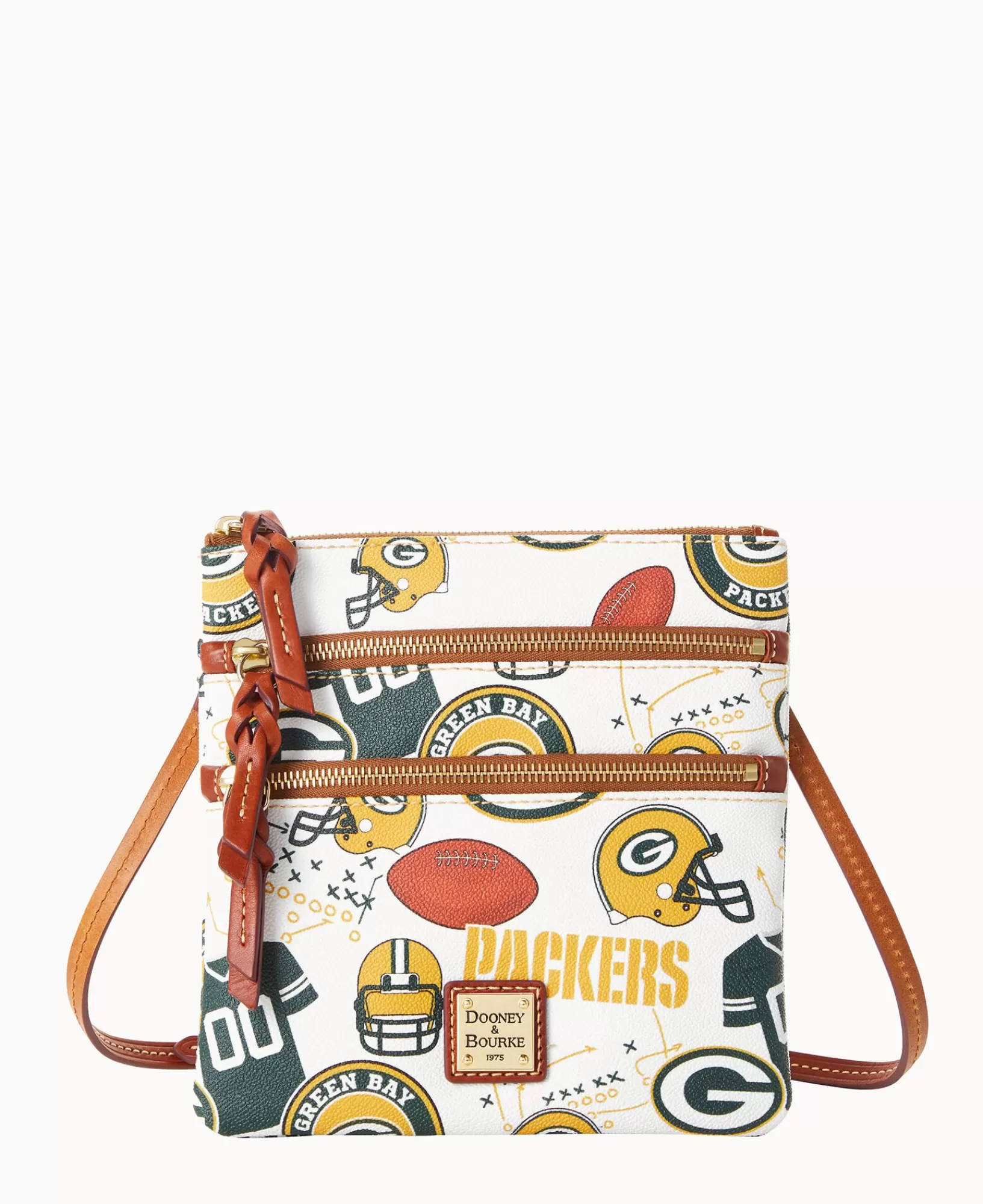 Shoulder Bags | Crossbodies>Dooney & Bourke NFL Packers North South Triple Zip Crossbody WhiteMulti