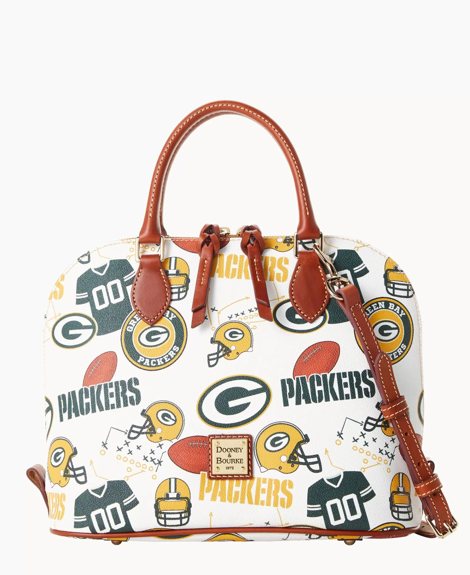 Shoulder Bags | Crossbodies>Dooney & Bourke NFL Packers Zip Zip Satchel WhiteMulti