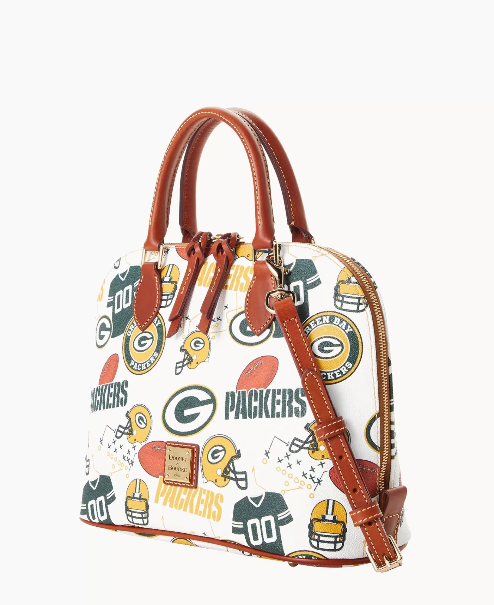 Shoulder Bags | Crossbodies>Dooney & Bourke NFL Packers Zip Zip Satchel WhiteMulti