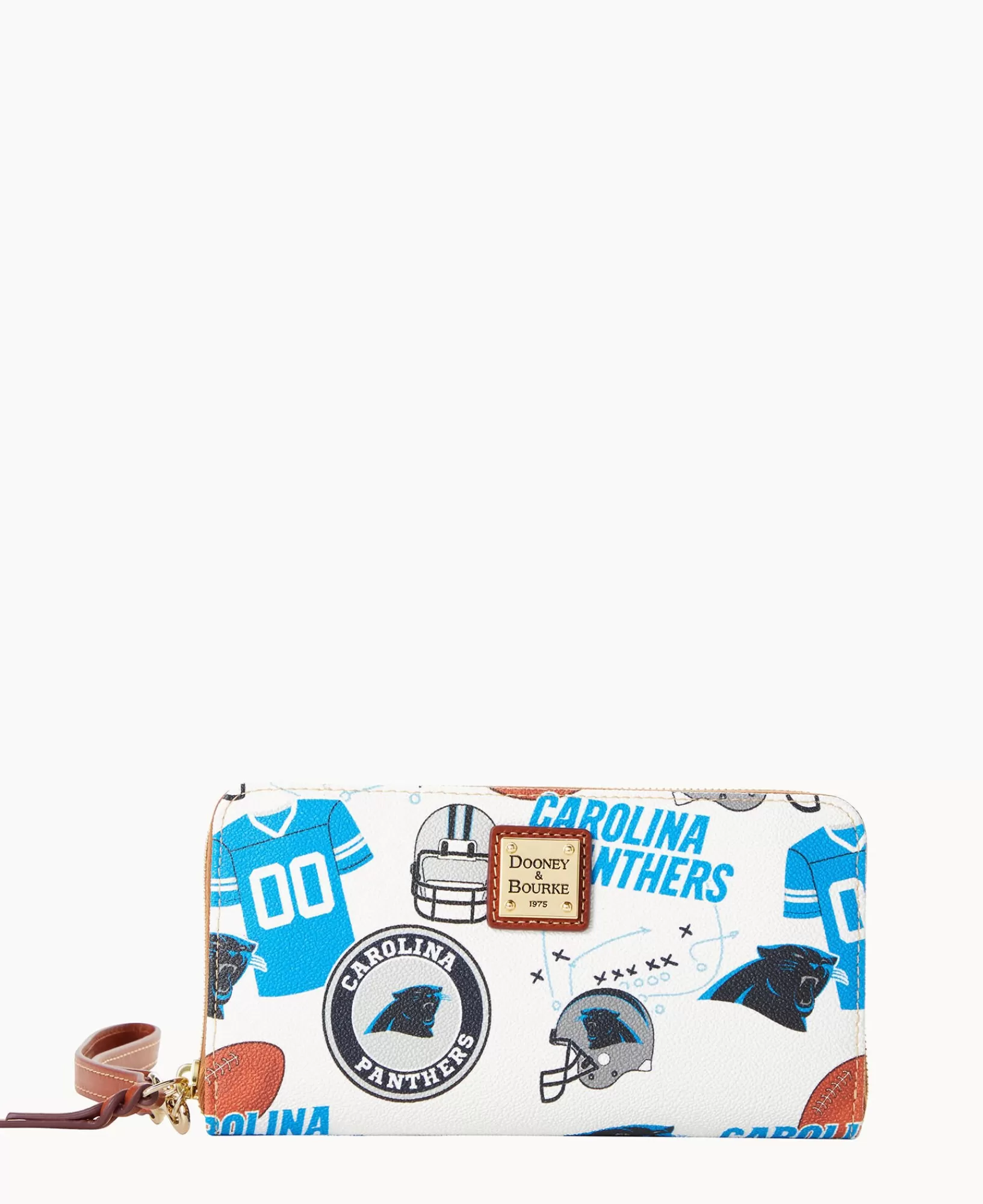 Wristlets | Wallets>Dooney & Bourke NFL Panthers Large Zip Around Wristlet WhiteMulti