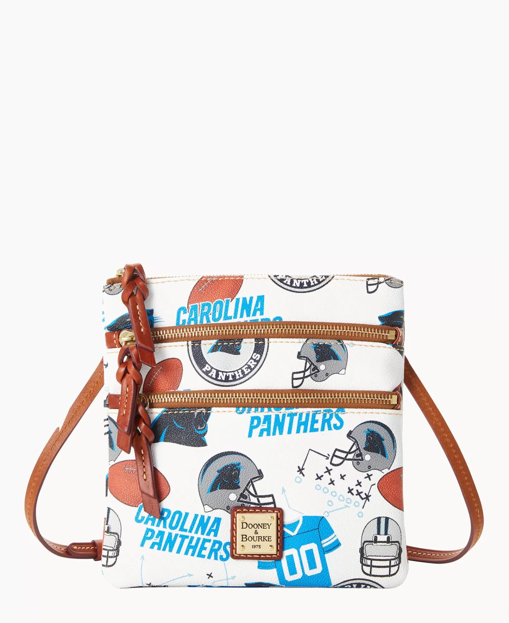 Shoulder Bags | Crossbodies>Dooney & Bourke NFL Panthers North South Triple Zip Crossbody WhiteMulti