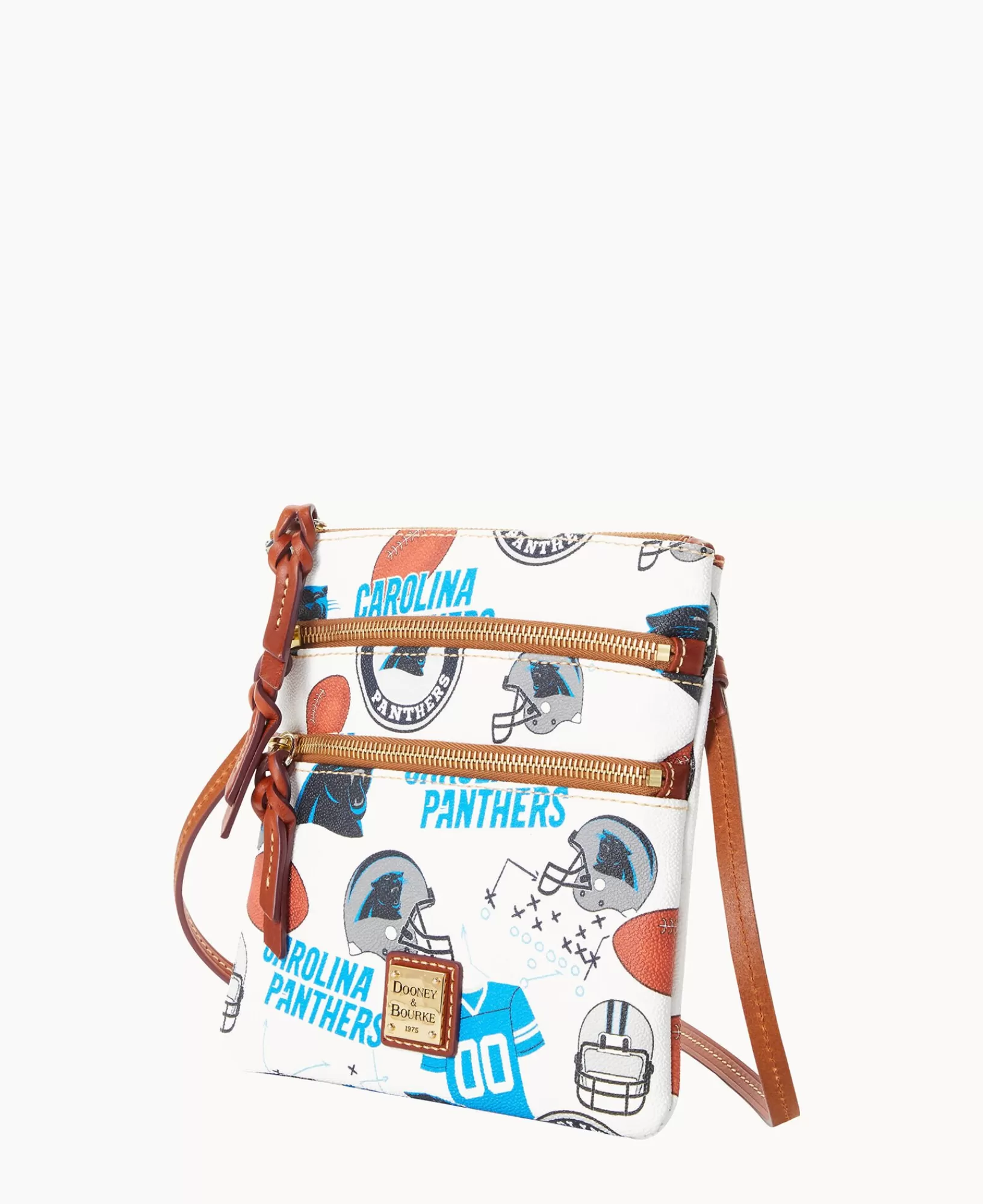 Shoulder Bags | Crossbodies>Dooney & Bourke NFL Panthers North South Triple Zip Crossbody WhiteMulti