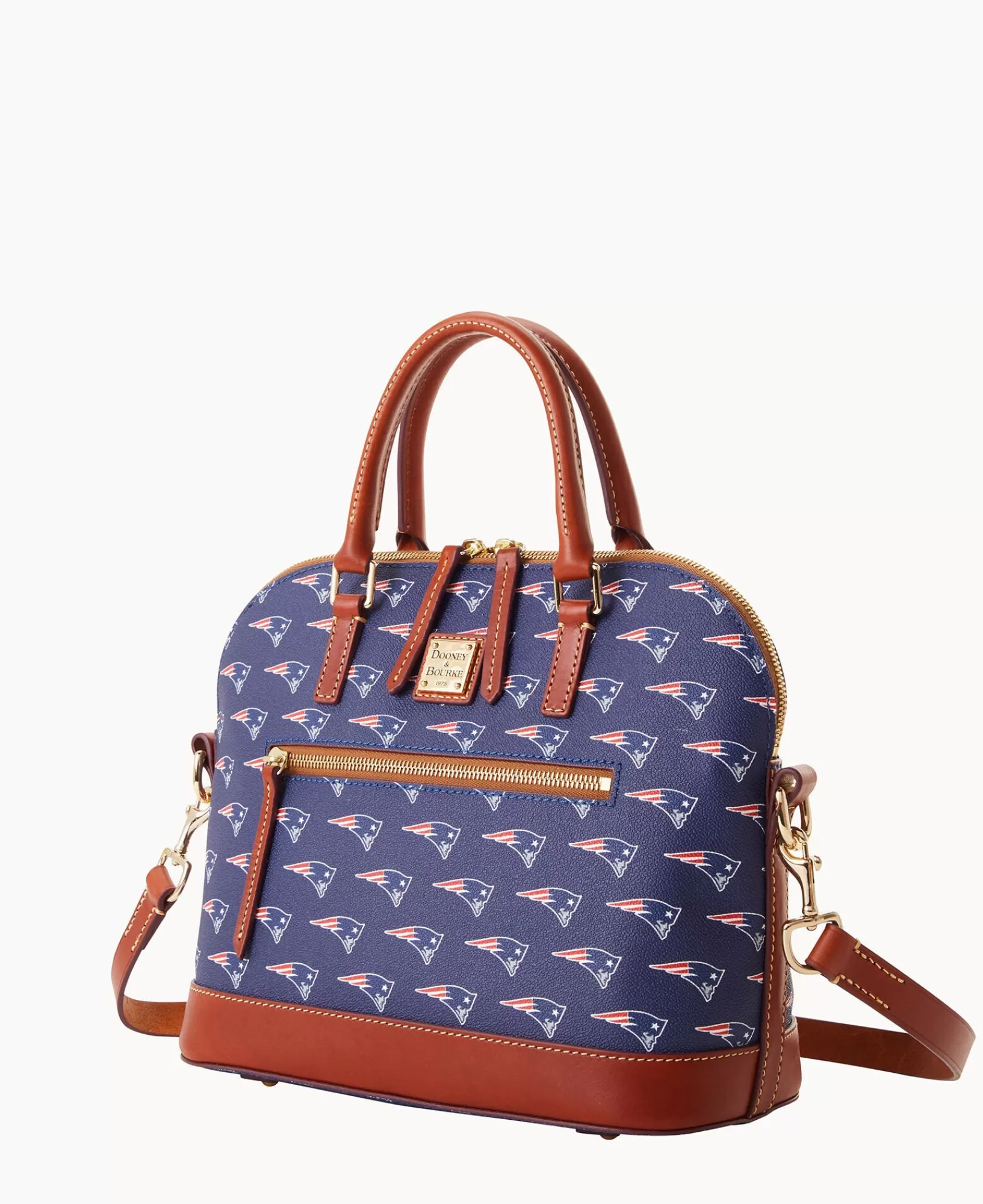 Shoulder Bags | Satchels>Dooney & Bourke NFL Patriots Domed Zip Satchel Navy