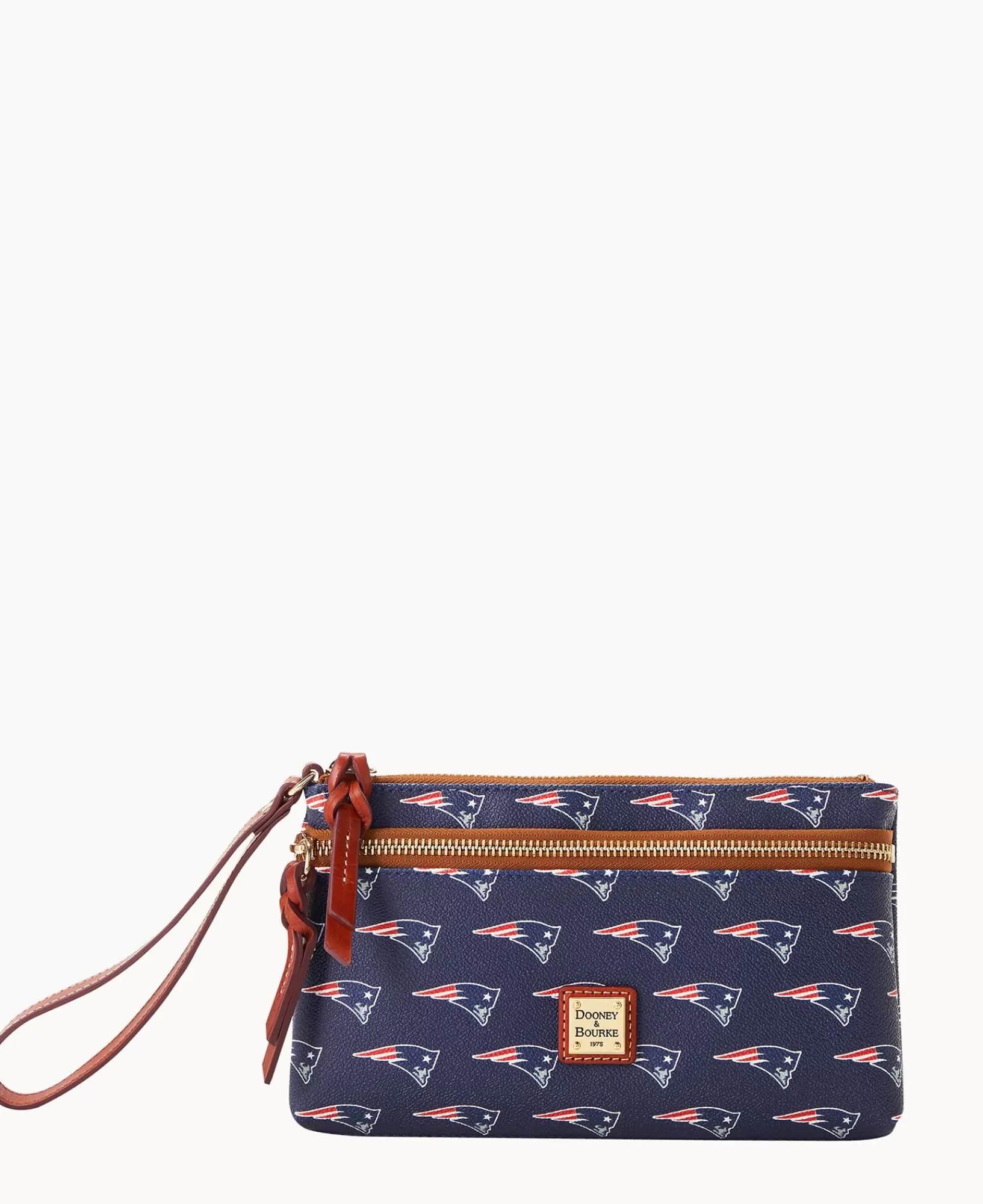 Wristlets | Wallets>Dooney & Bourke NFL Patriots Double Zip Wristlet Navy