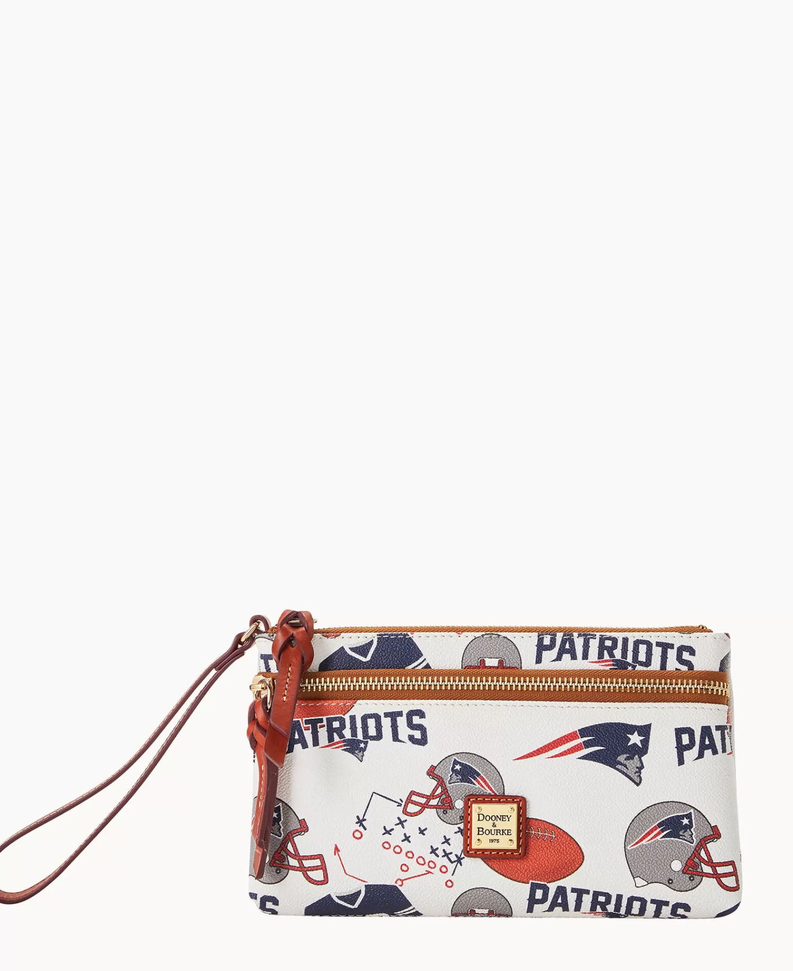 Wristlets | Wallets>Dooney & Bourke NFL Patriots Double Zip Wristlet WhiteMulti