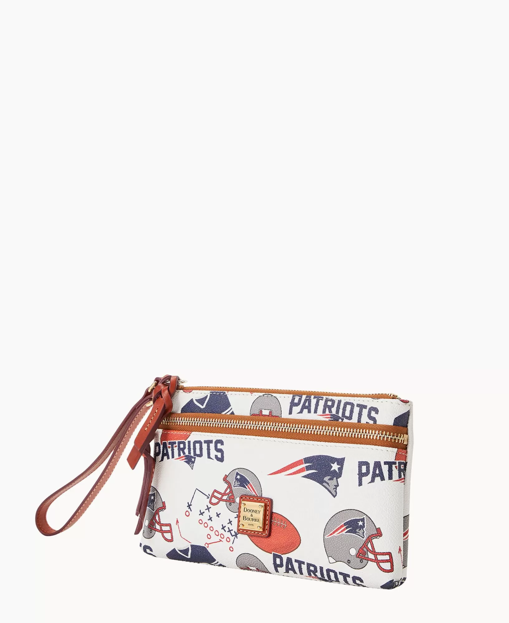 Wristlets | Wallets>Dooney & Bourke NFL Patriots Double Zip Wristlet WhiteMulti