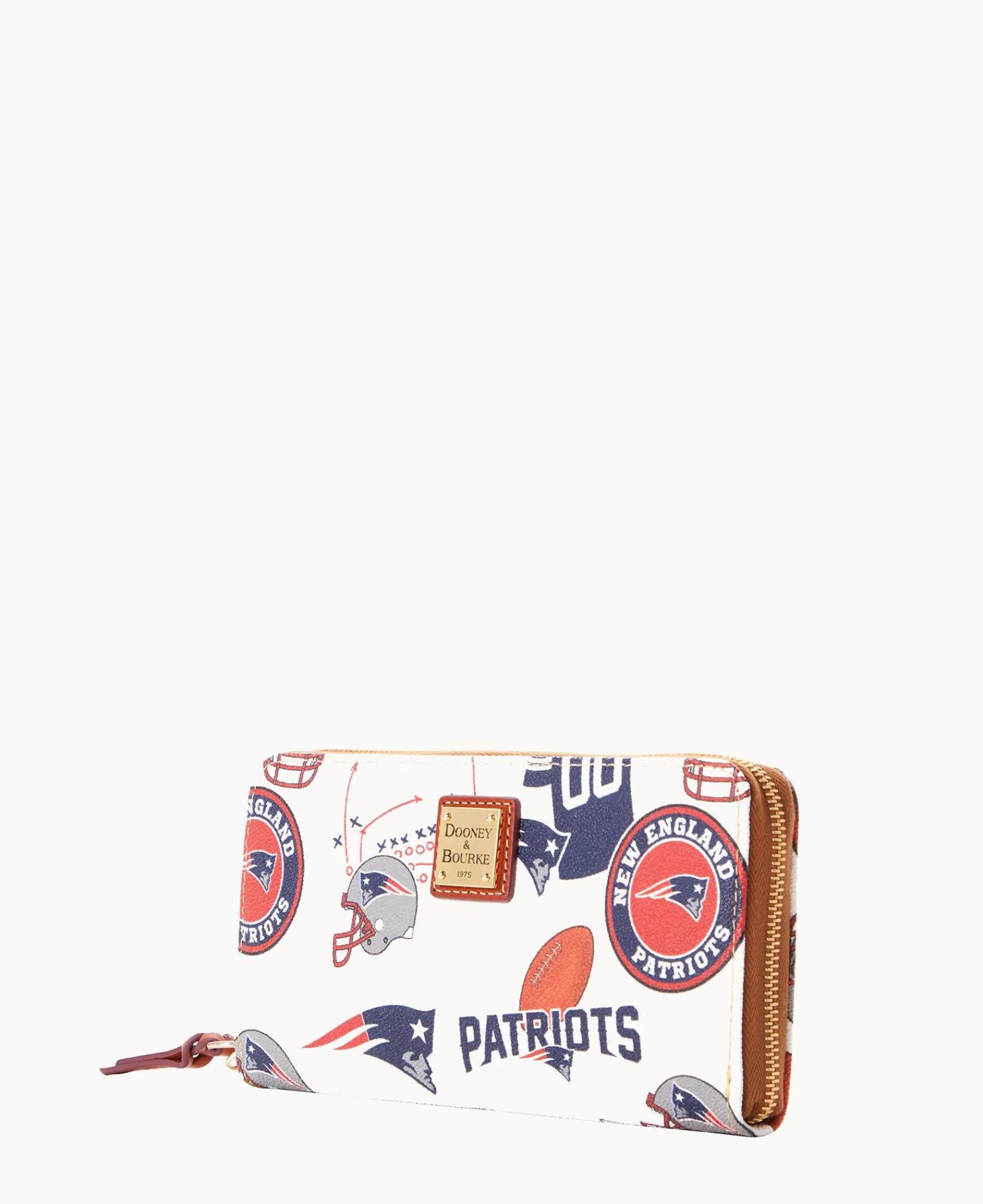 Wristlets | Wallets>Dooney & Bourke NFL Patriots Large Zip Around Wristlet WhiteMulti