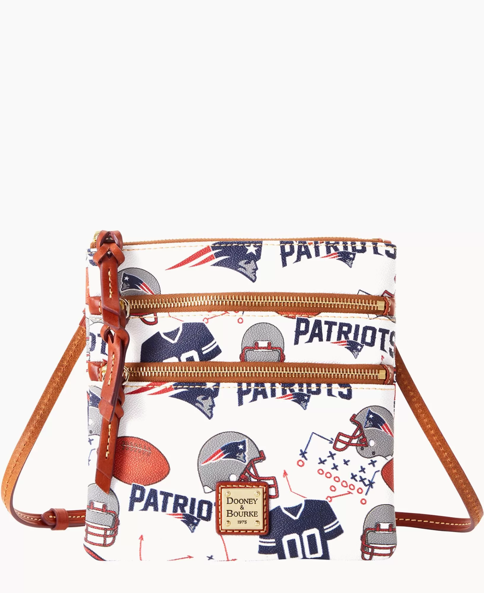 Shoulder Bags | Crossbodies>Dooney & Bourke NFL Patriots North South Triple Zip Crossbody WhiteMulti